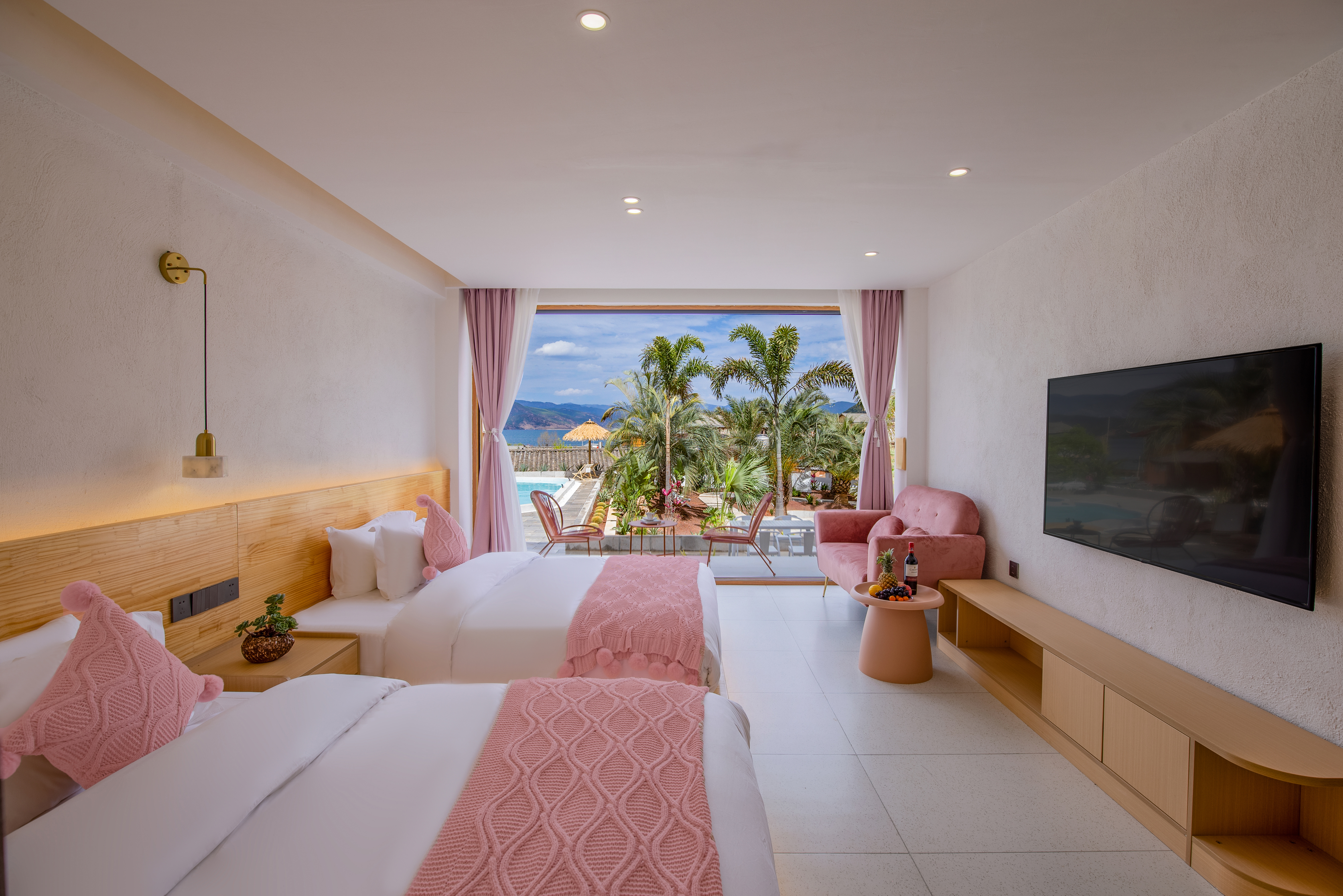 Summer Lakeside Twin Room(island style courtyard)