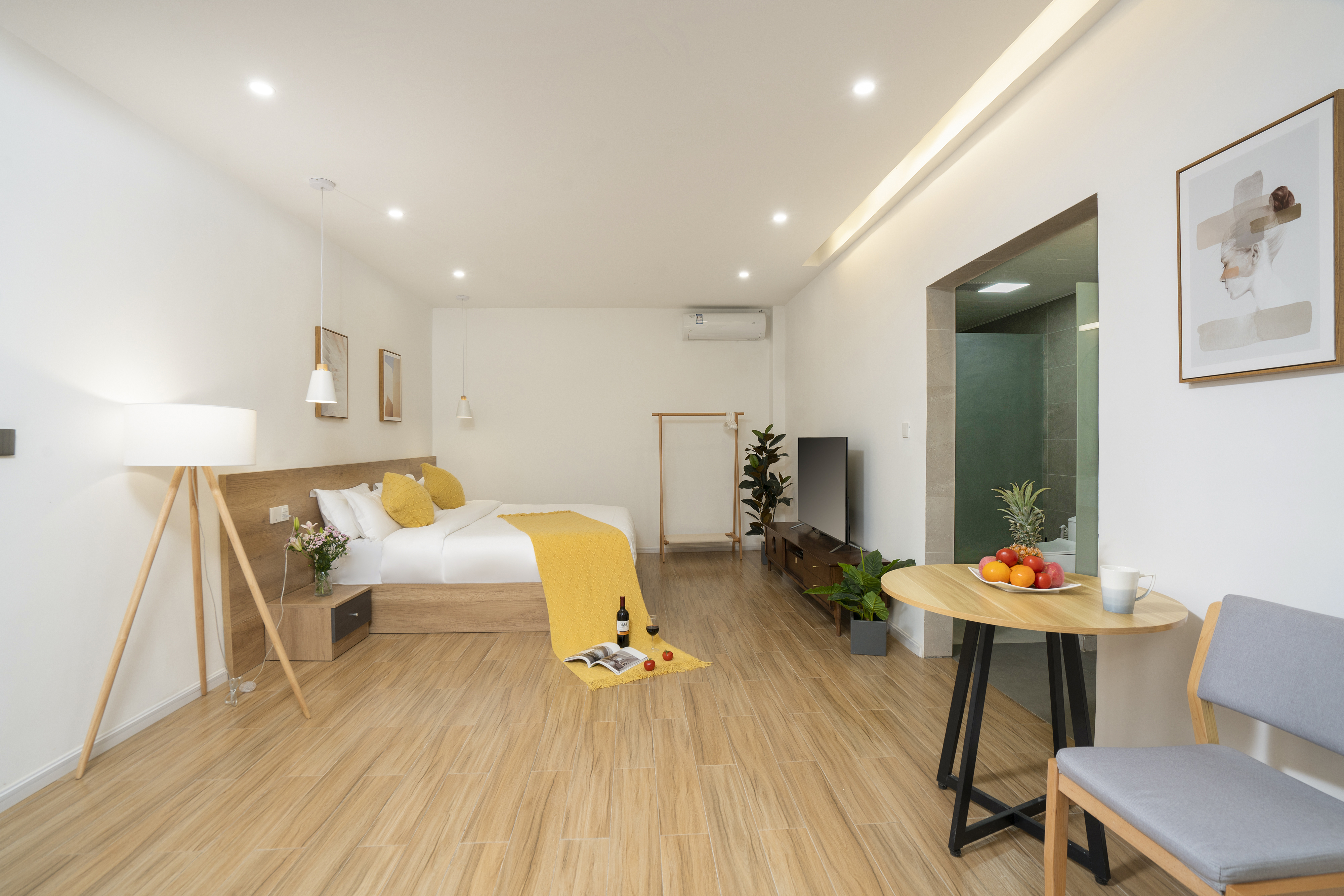 陌溪小院_豪华大床房+茶台+洗衣机+冰箱