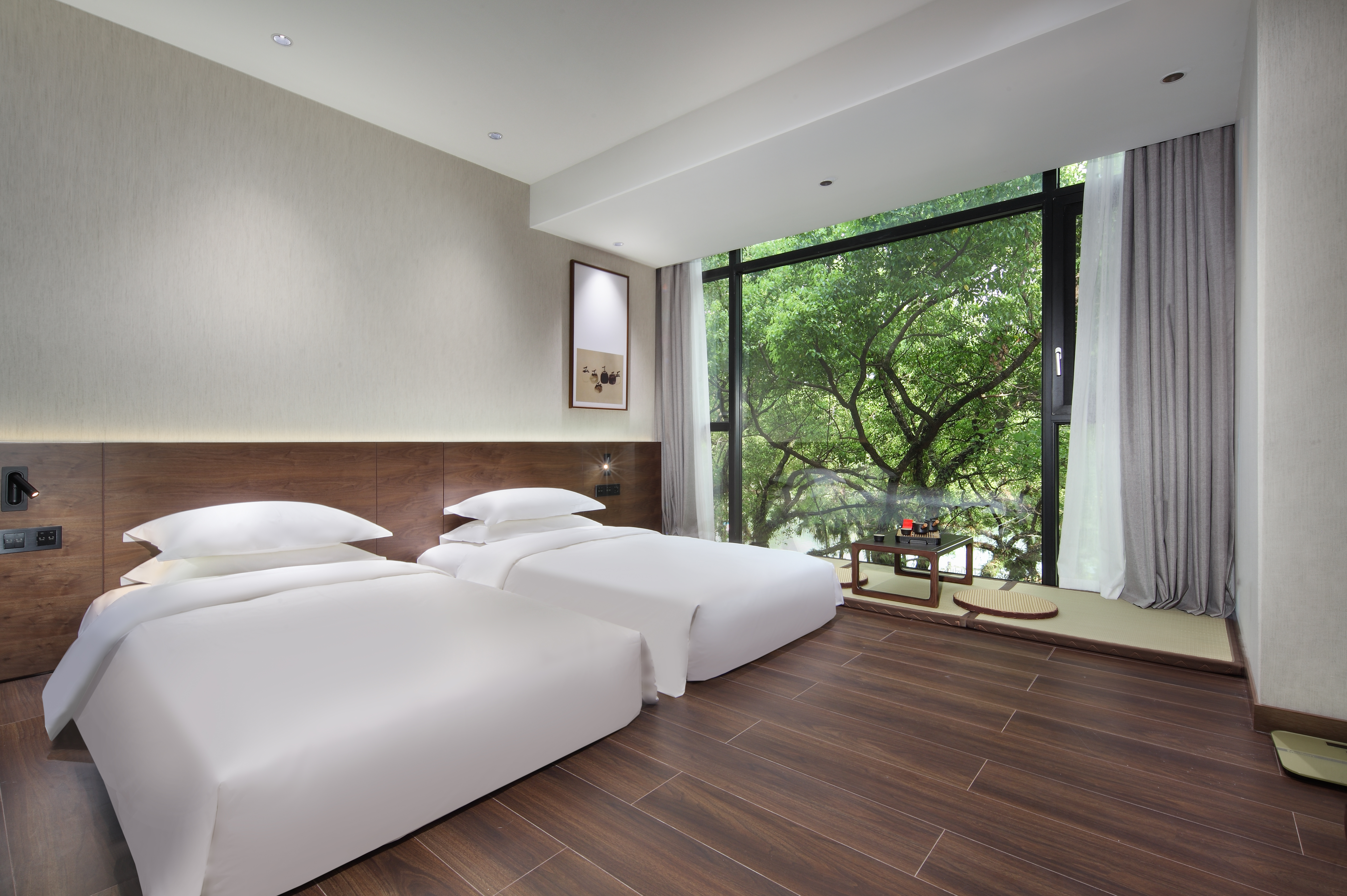 滨江逸境双床房+榻榻米+窗外绿林景观