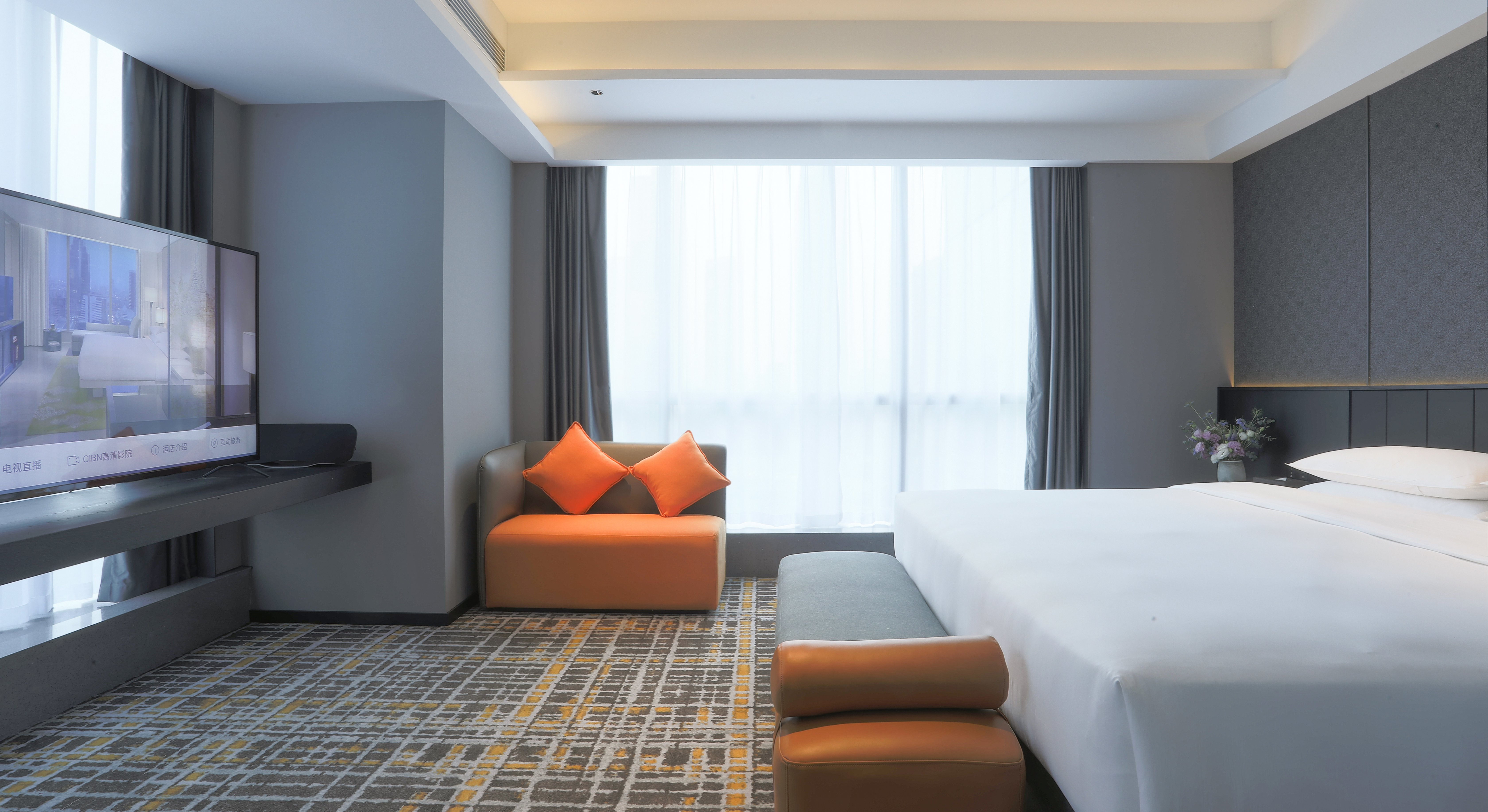 Party-Perfect Queen Bed Suite (Business Lounge + Party Table + Multipurpose Space + Bluetooth Speaker + Smart Toilet)