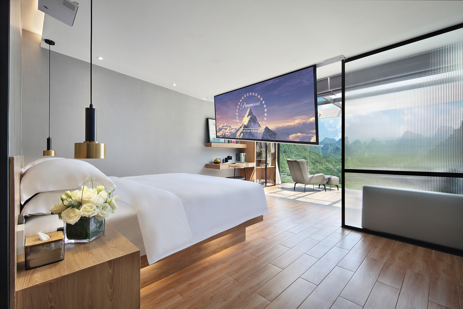 江山如畫浪漫星空家庭套房+語音控制+浴缸+會員投影