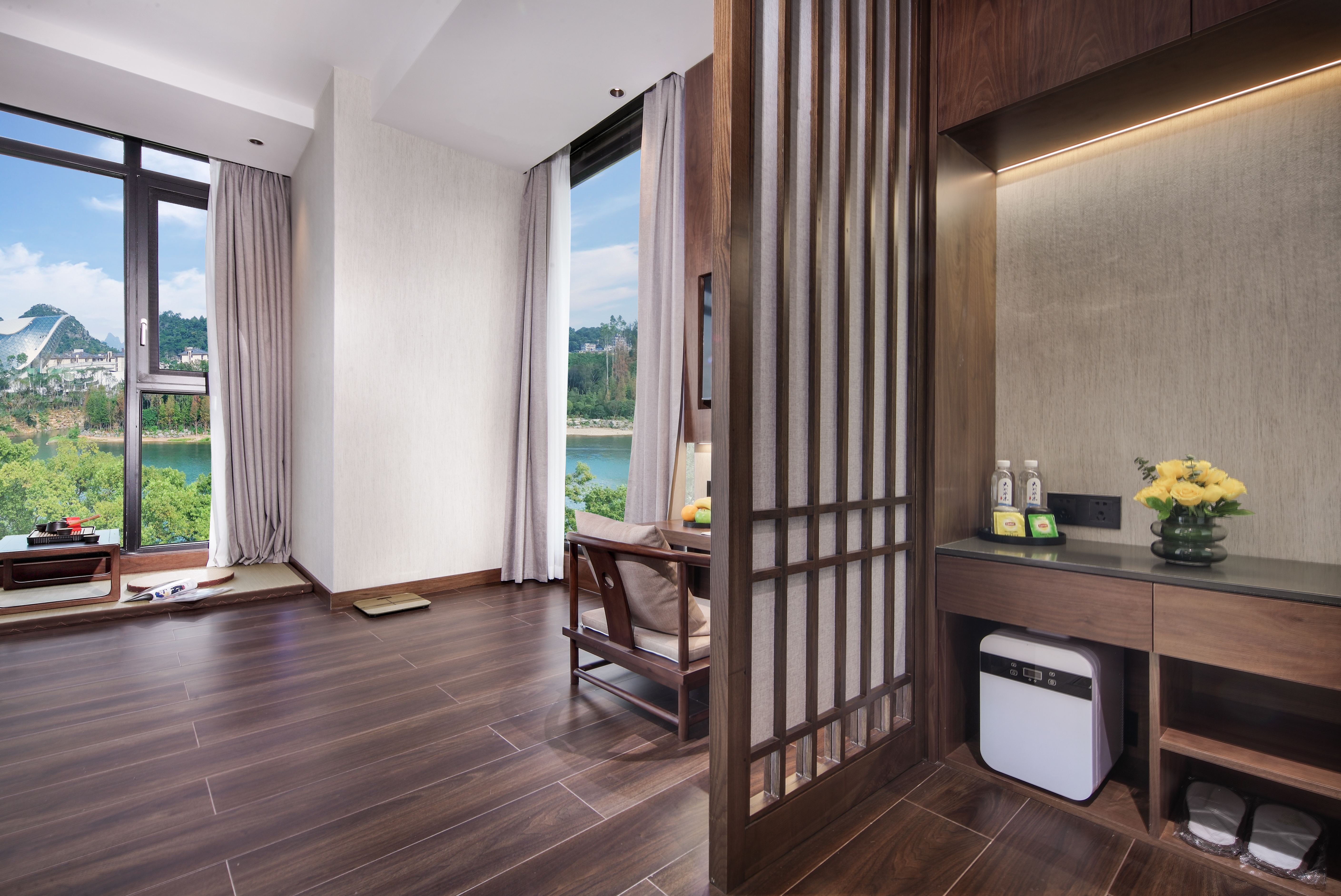 漓江山水双床房+超大山水画框+榻榻米观日出+夜景