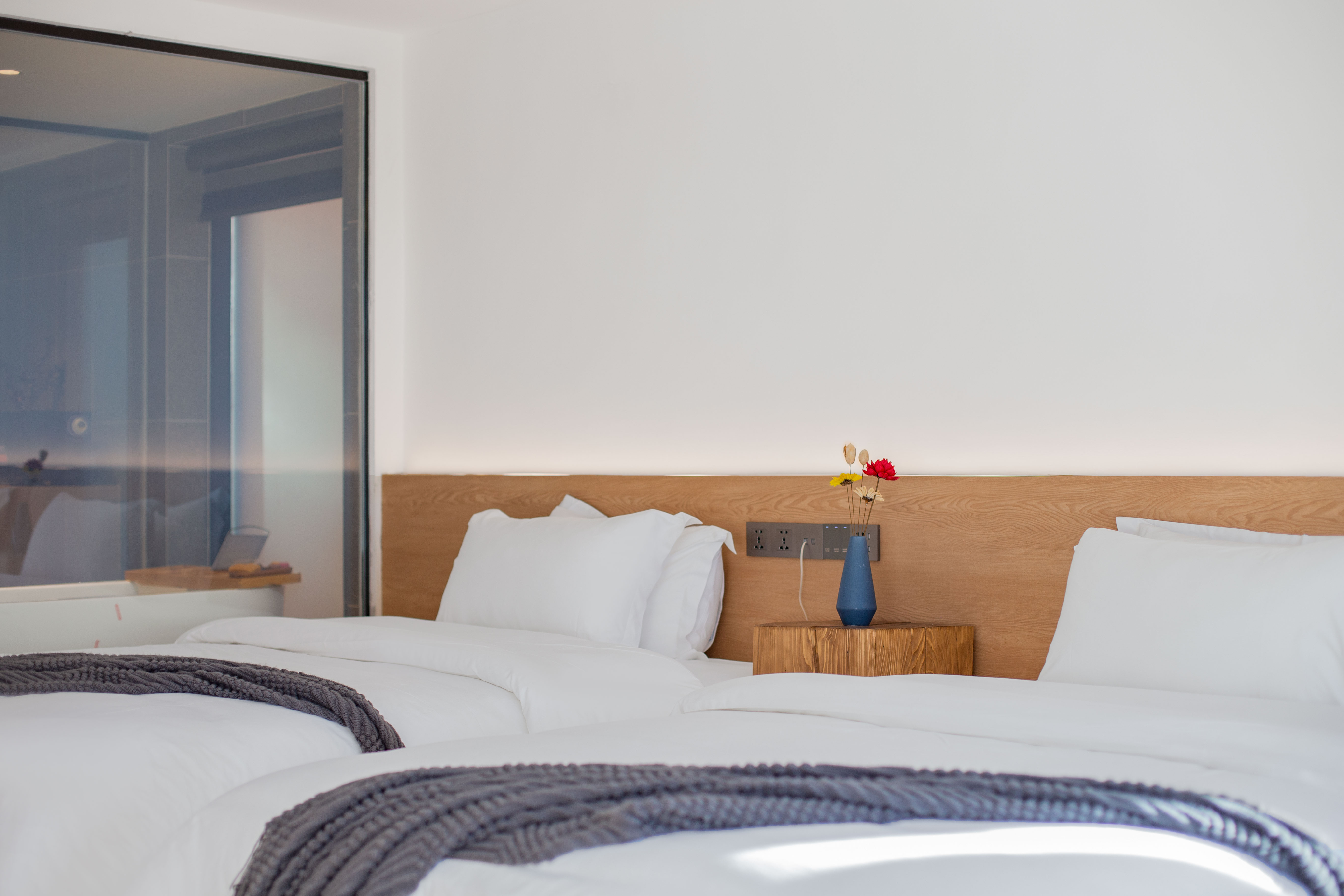 无敌湖景榻榻米双床房-地暖-洗衣机-晨雾美景-日落晚霞