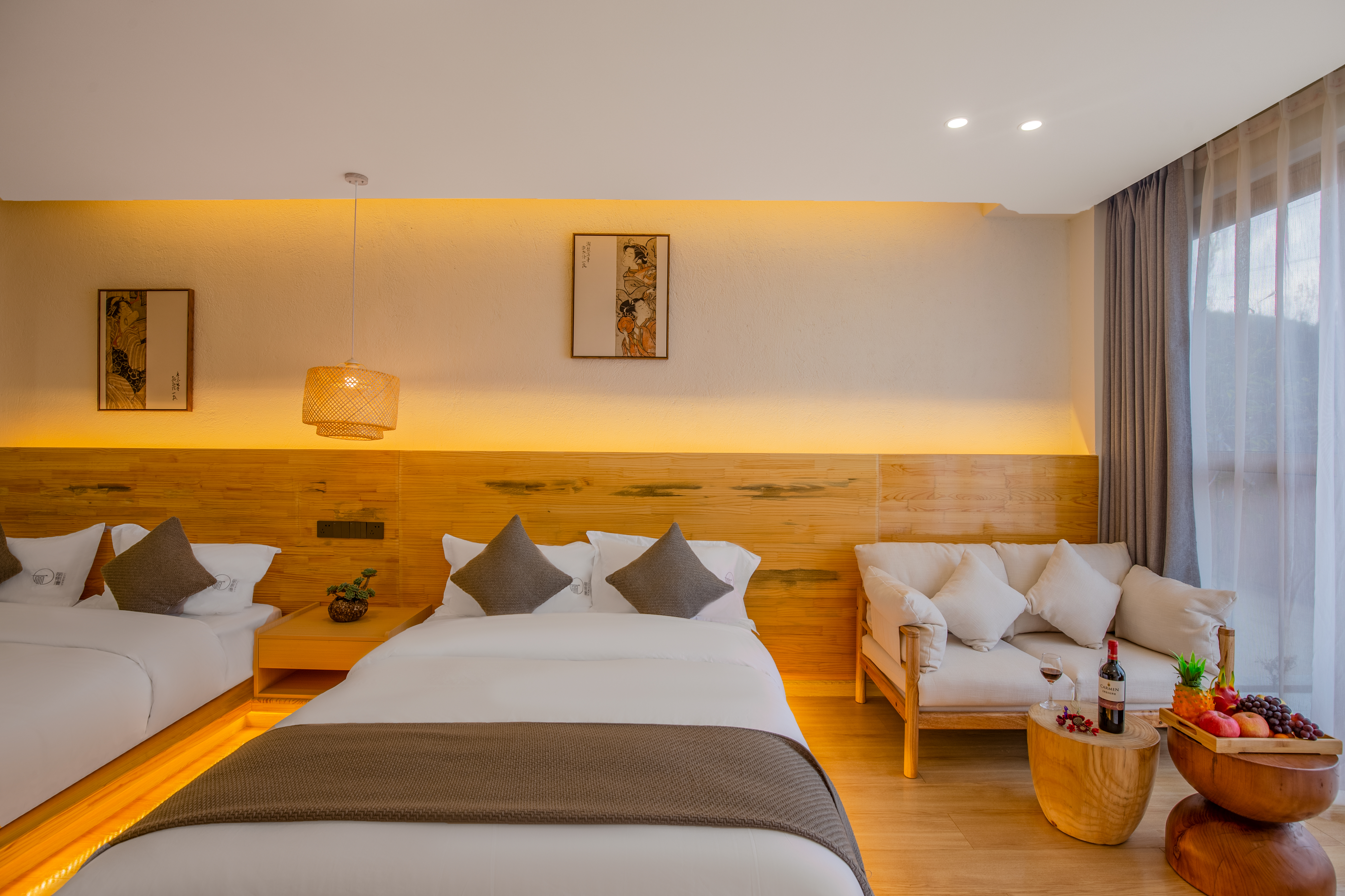 Elegant Lake View Family Twin Room(Japanese style Zen courtyard)