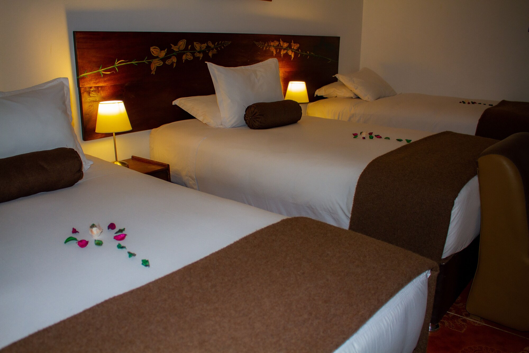 高级三人房， 3 张单人床， 山景