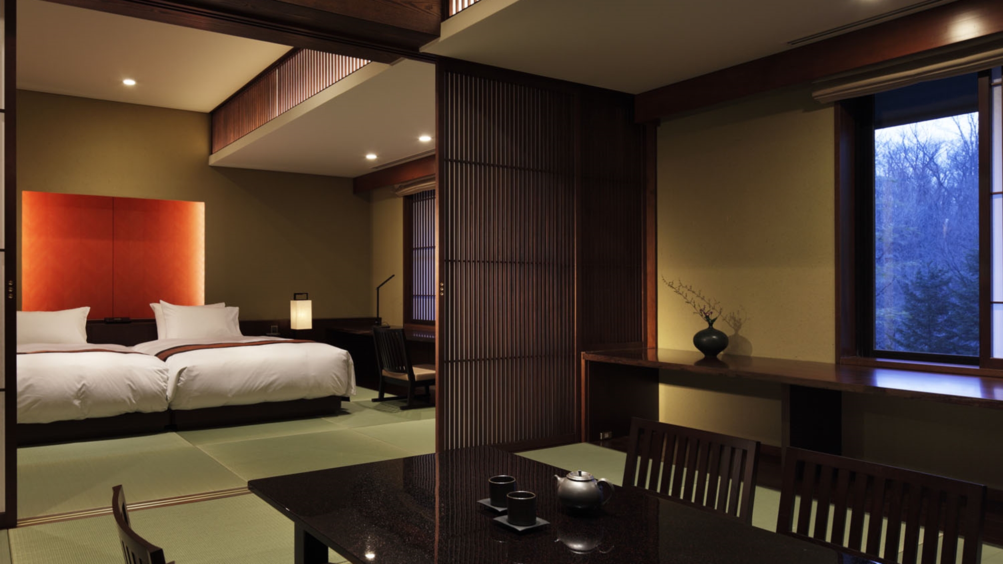 无烟豪华和洋式双床房-园景（小型尊贵套房）