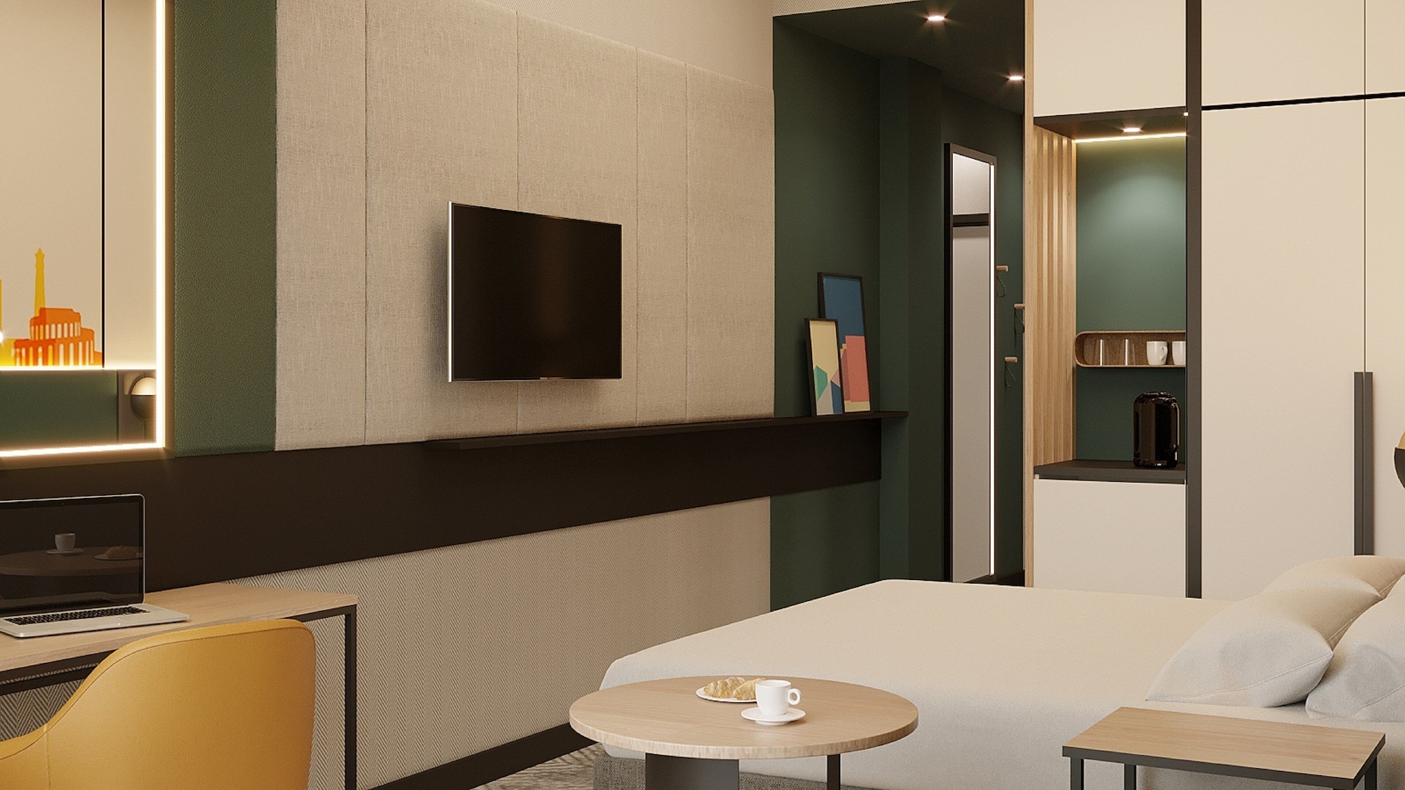 标准大床房，庭院景观