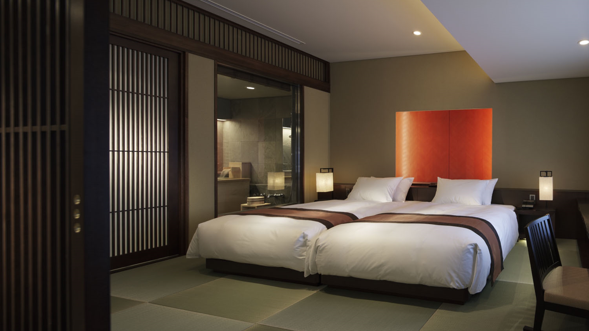 无烟豪华和洋式双床房-园景（小型尊贵套房）