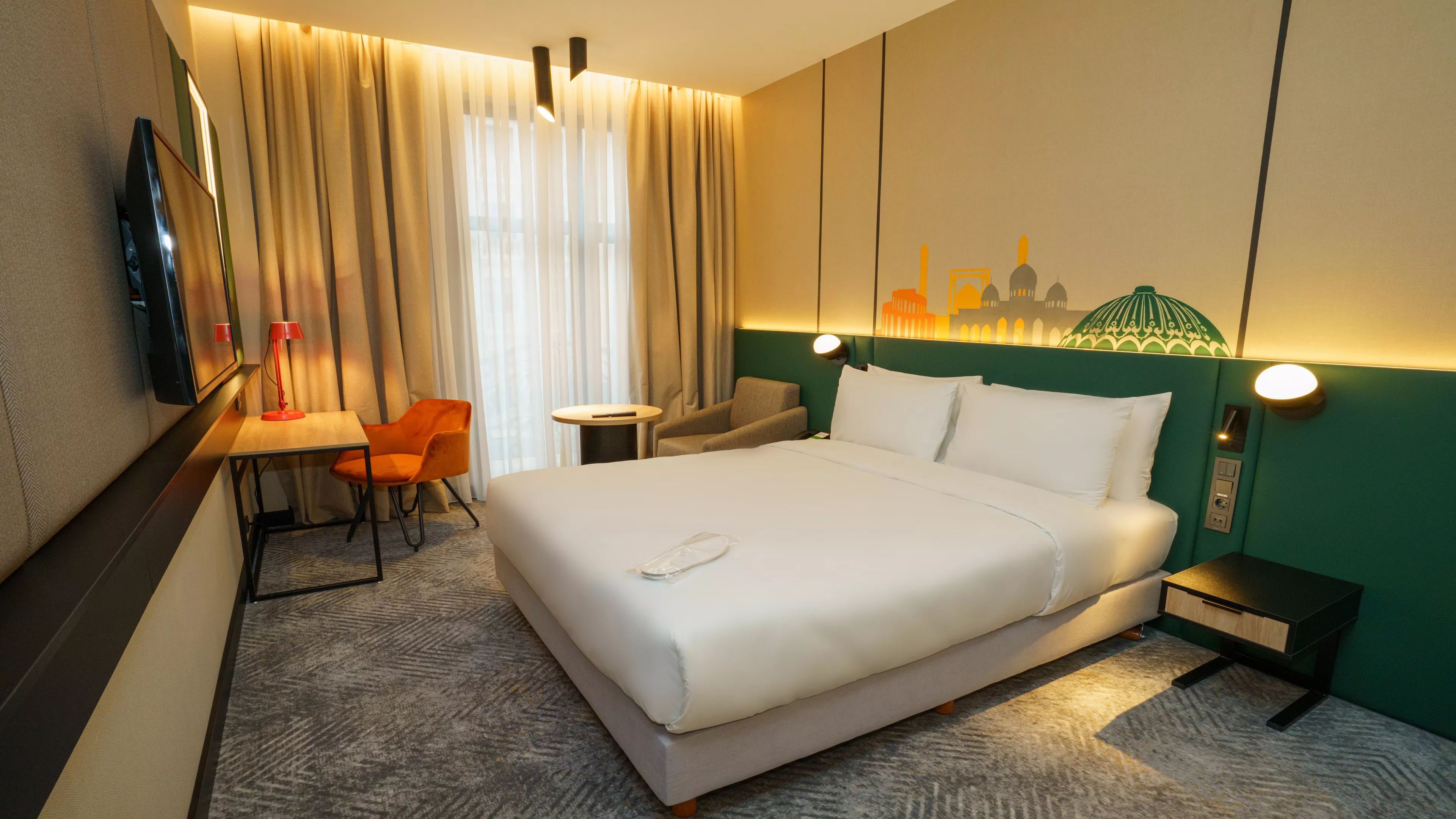 标准大床房，庭院景观