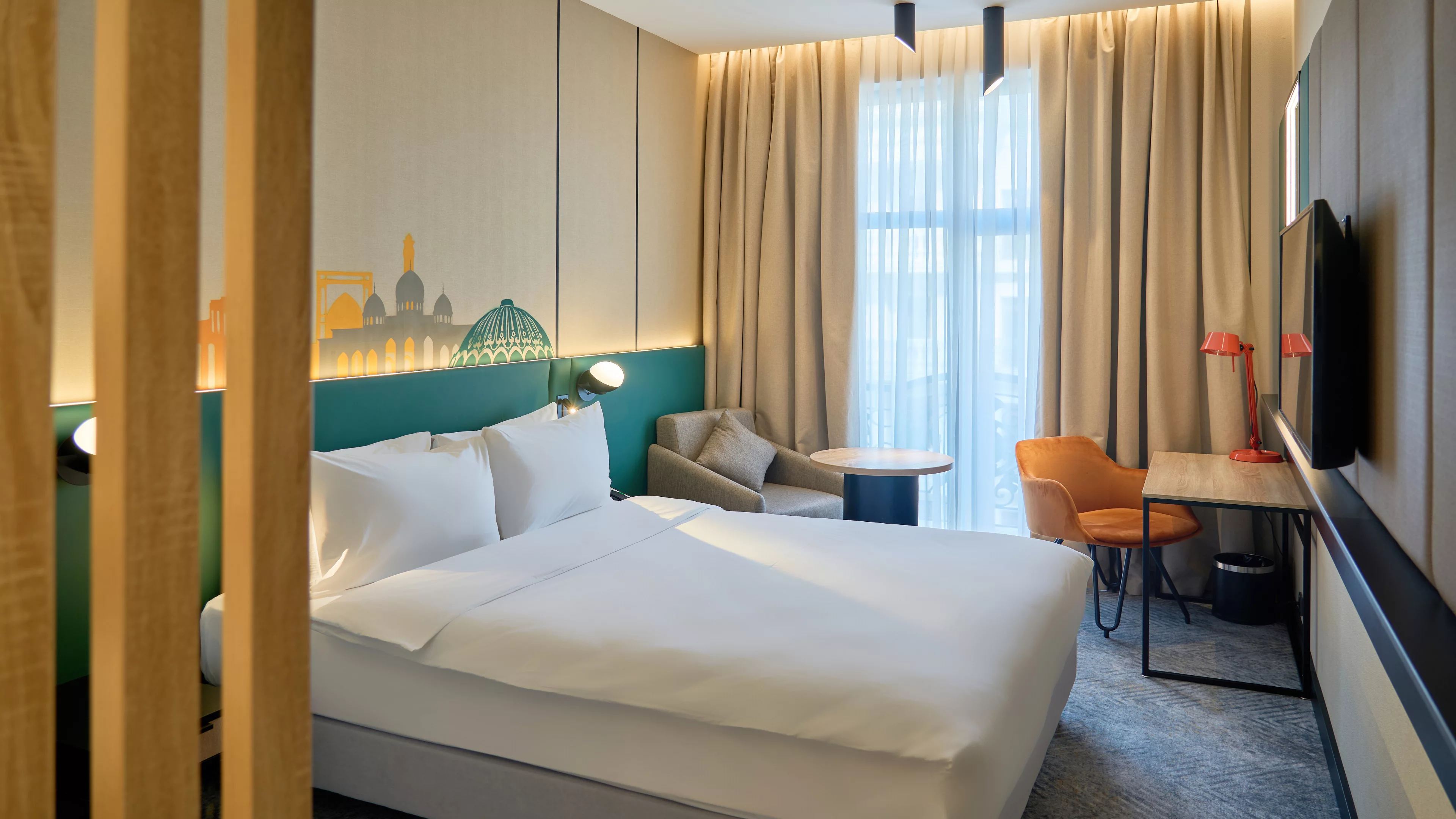 标准大床房，庭院景观