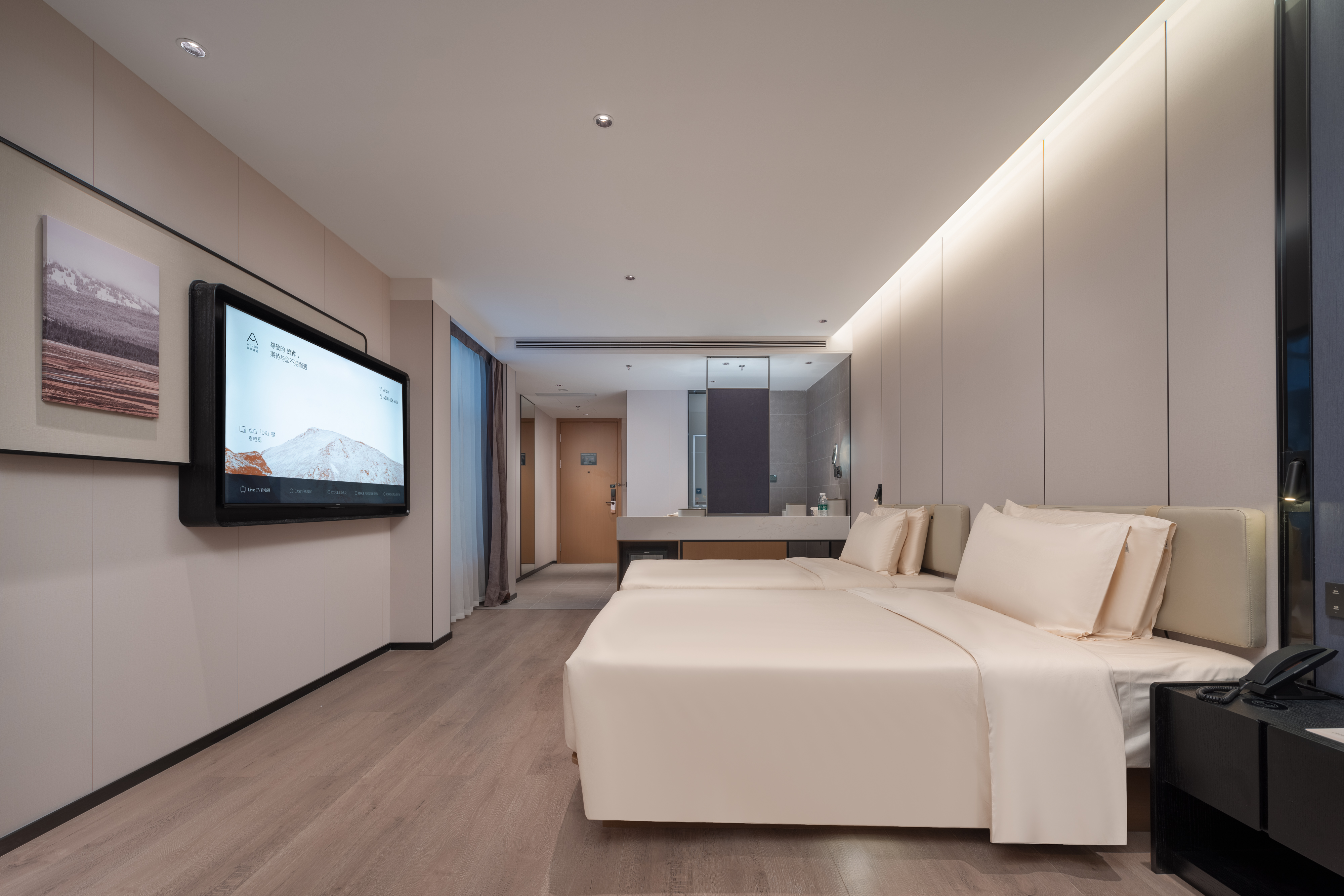 Elegant Twin Room With Xiaodu Smart Control, Smart Toilet&Mobile Screen Casting
