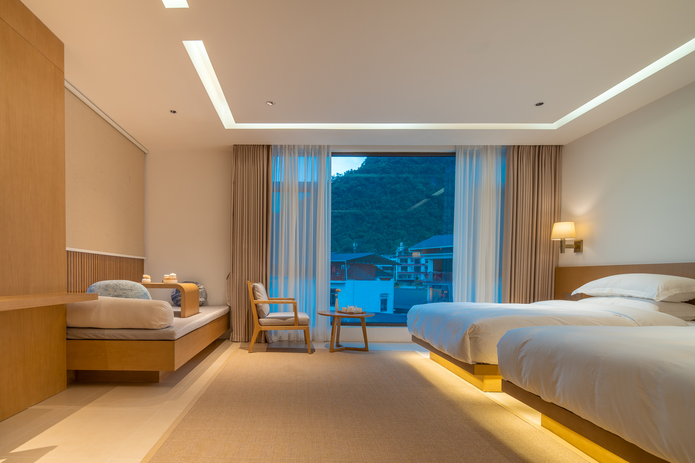 云栖双床房（禅意品茶软塌+智能马桶+解压泡澡浴缸）