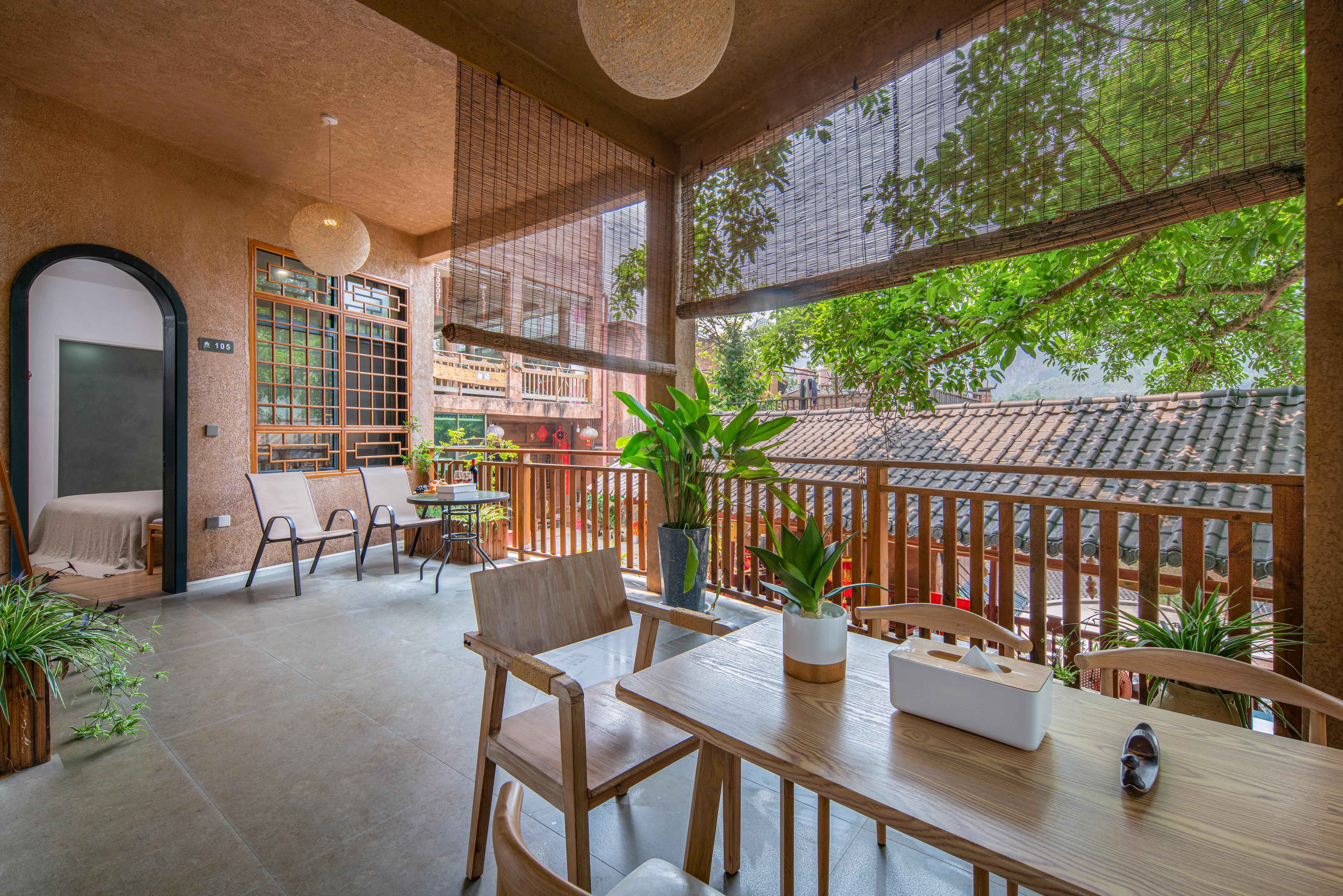 陌溪小院_露台双床房+茶台+冰箱+洗衣机