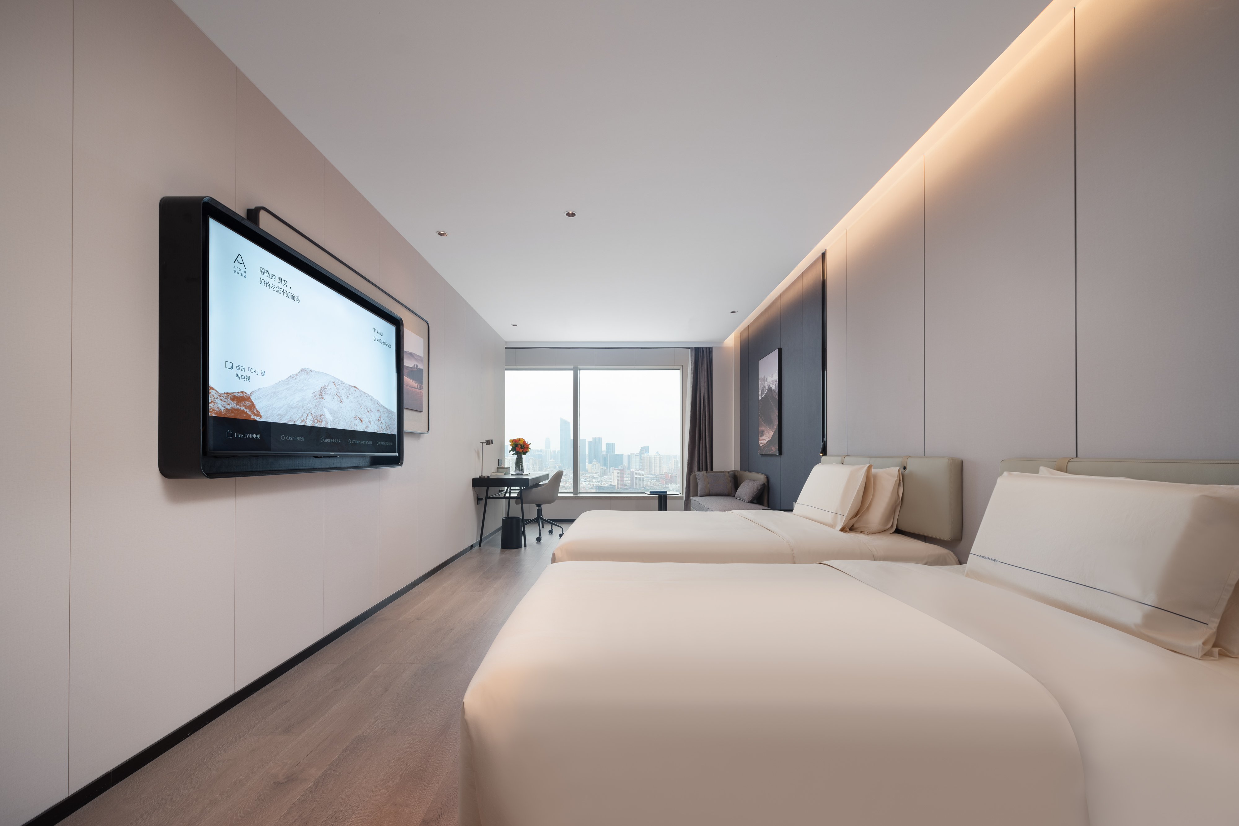 Exclusive City-View Family Room With Deep Sleep Series/Xiaodu Smart Control/Smart Toilet/Mobile Screen Casting