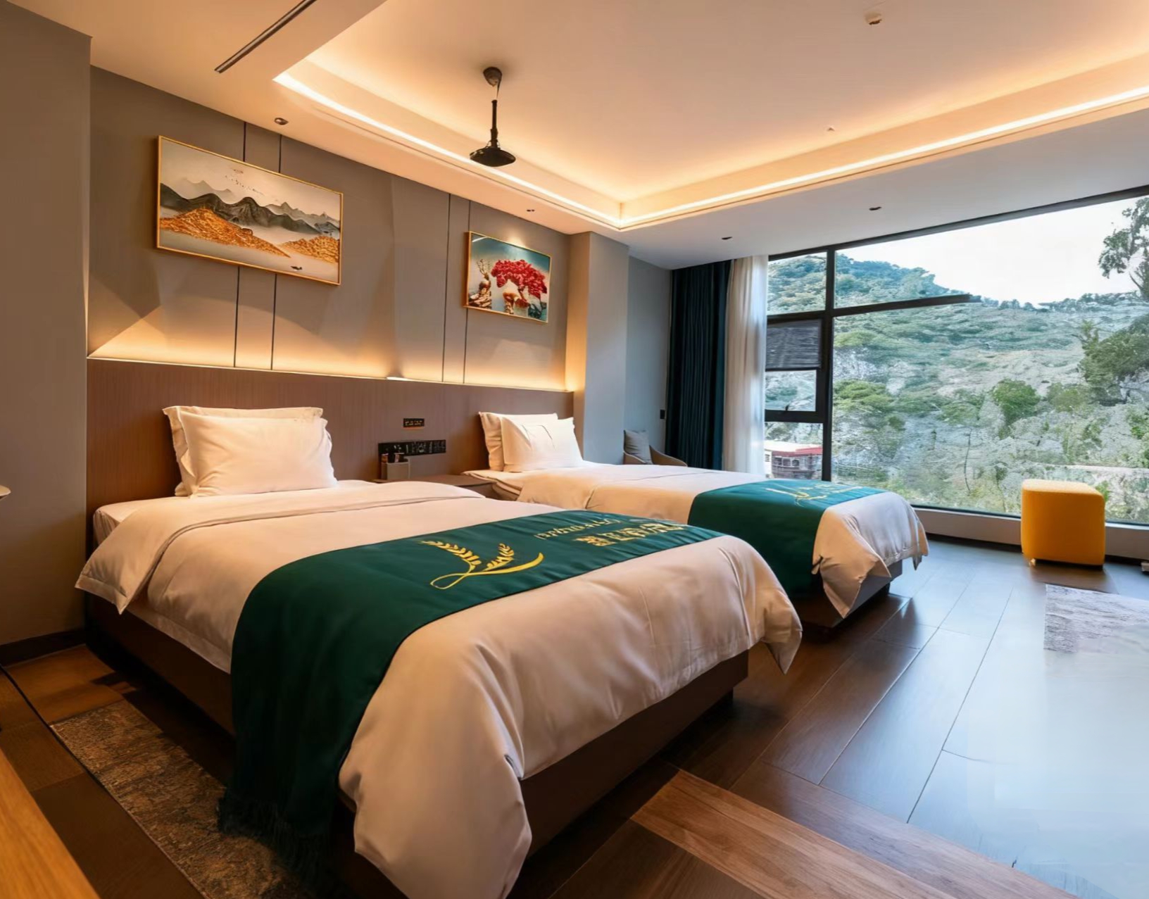 极境.山水云邸全景·观影·豪华双床房【地暖】