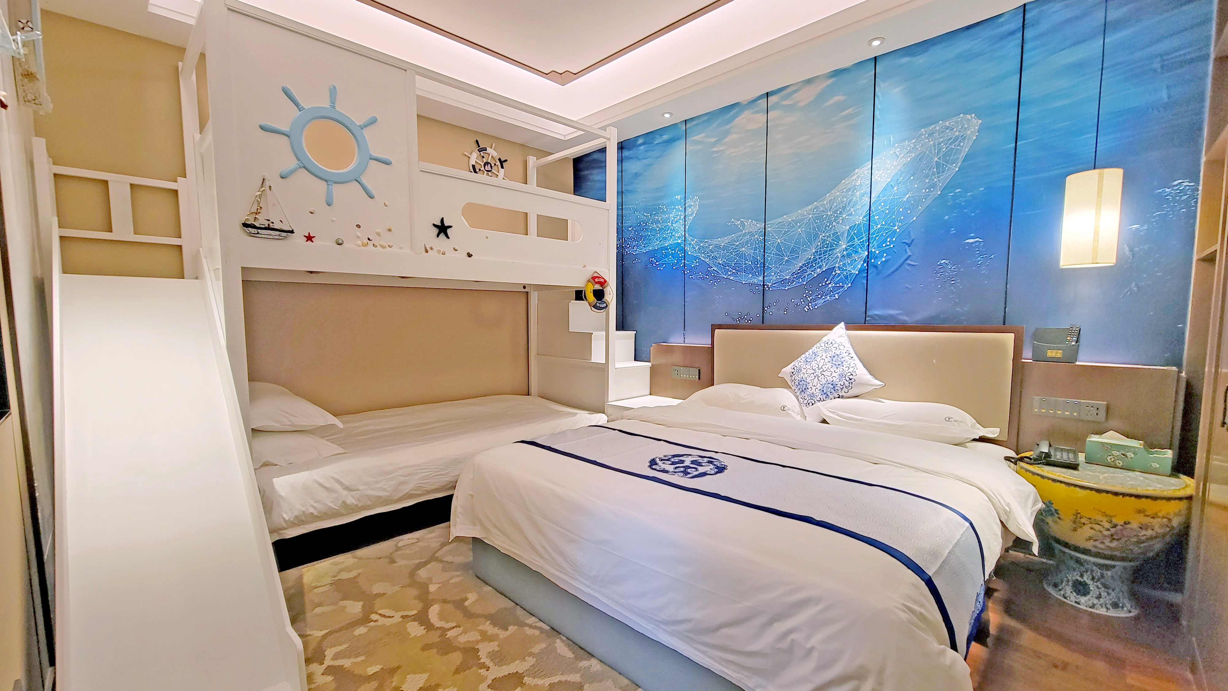 Jianbai Dreamy Neo-Chinese Style Deluxe Starry Sky Family Cartoon Bed Room (Zero Pressure Mattress + Deep Sleep Pillows + Constant Temperature Shower)