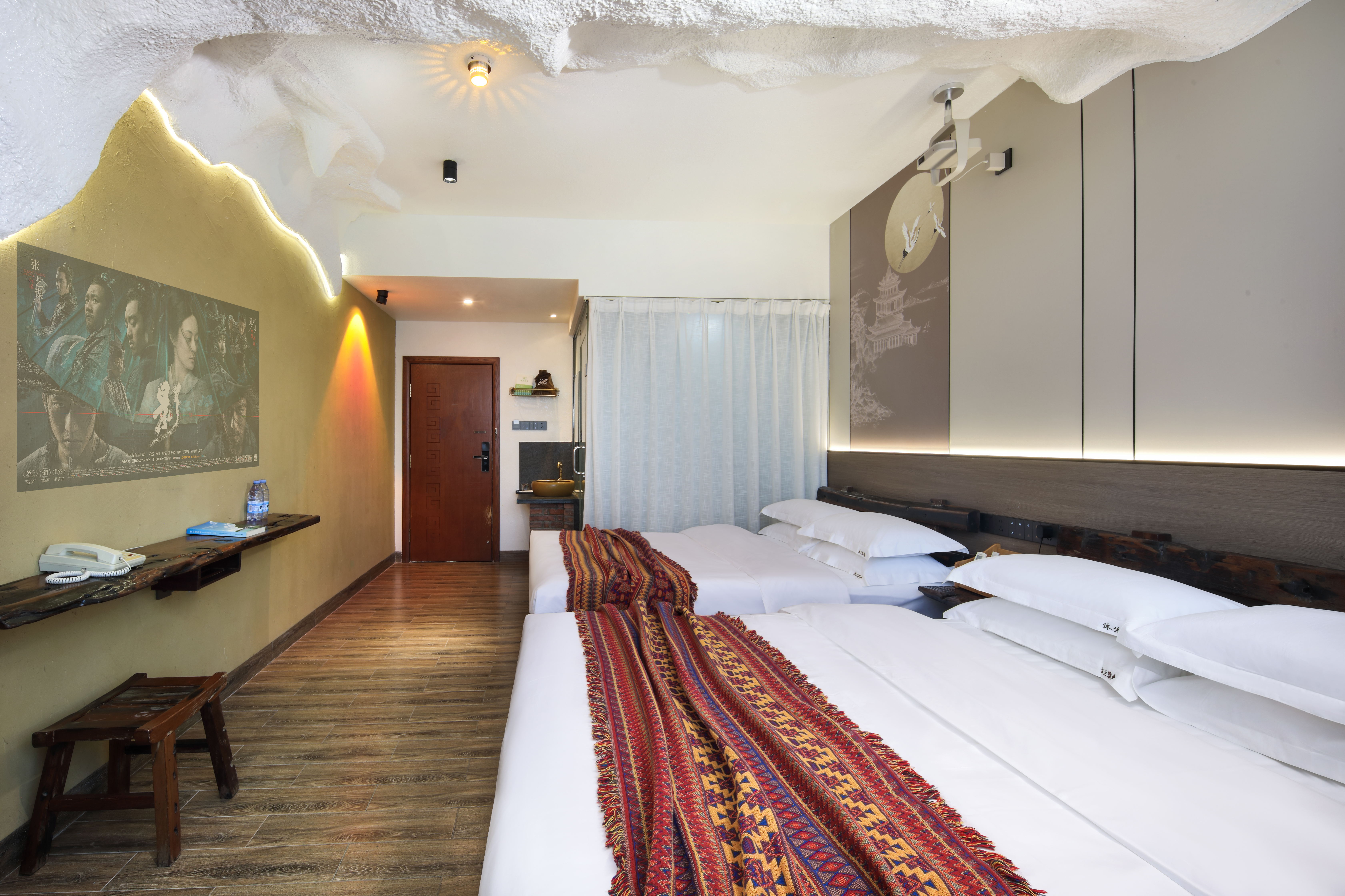 民俗之韵||安享美梦双床房+如诗如画+大飘窗迷你茶台