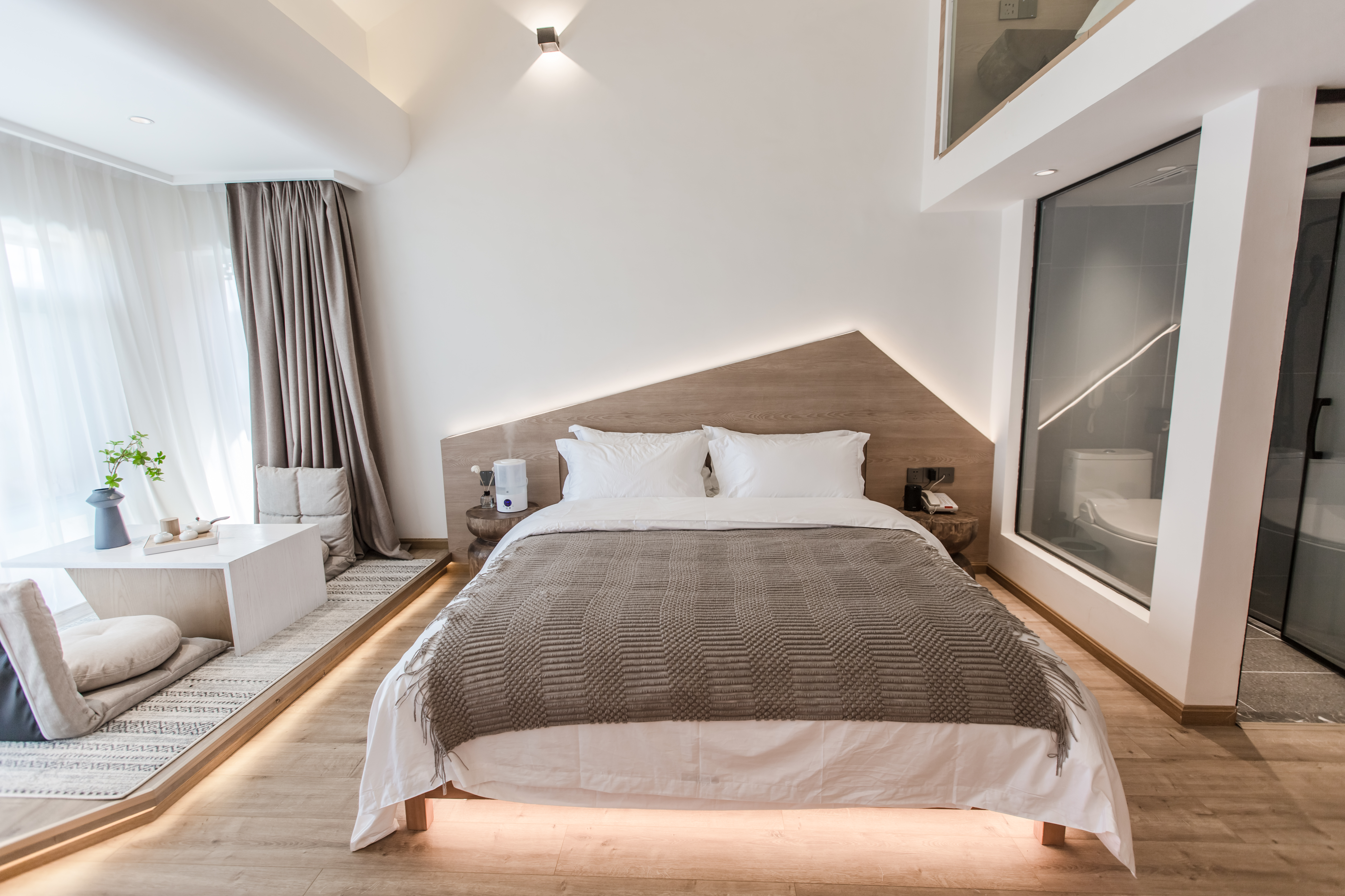 无敌湖景复式双床套房-晨雾美景-洗衣机-地暖-日落晚霞