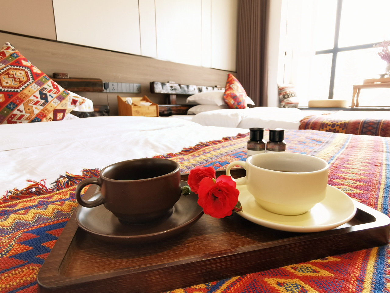 民俗之韵||安享美梦双床房+如诗如画+大飘窗迷你茶台