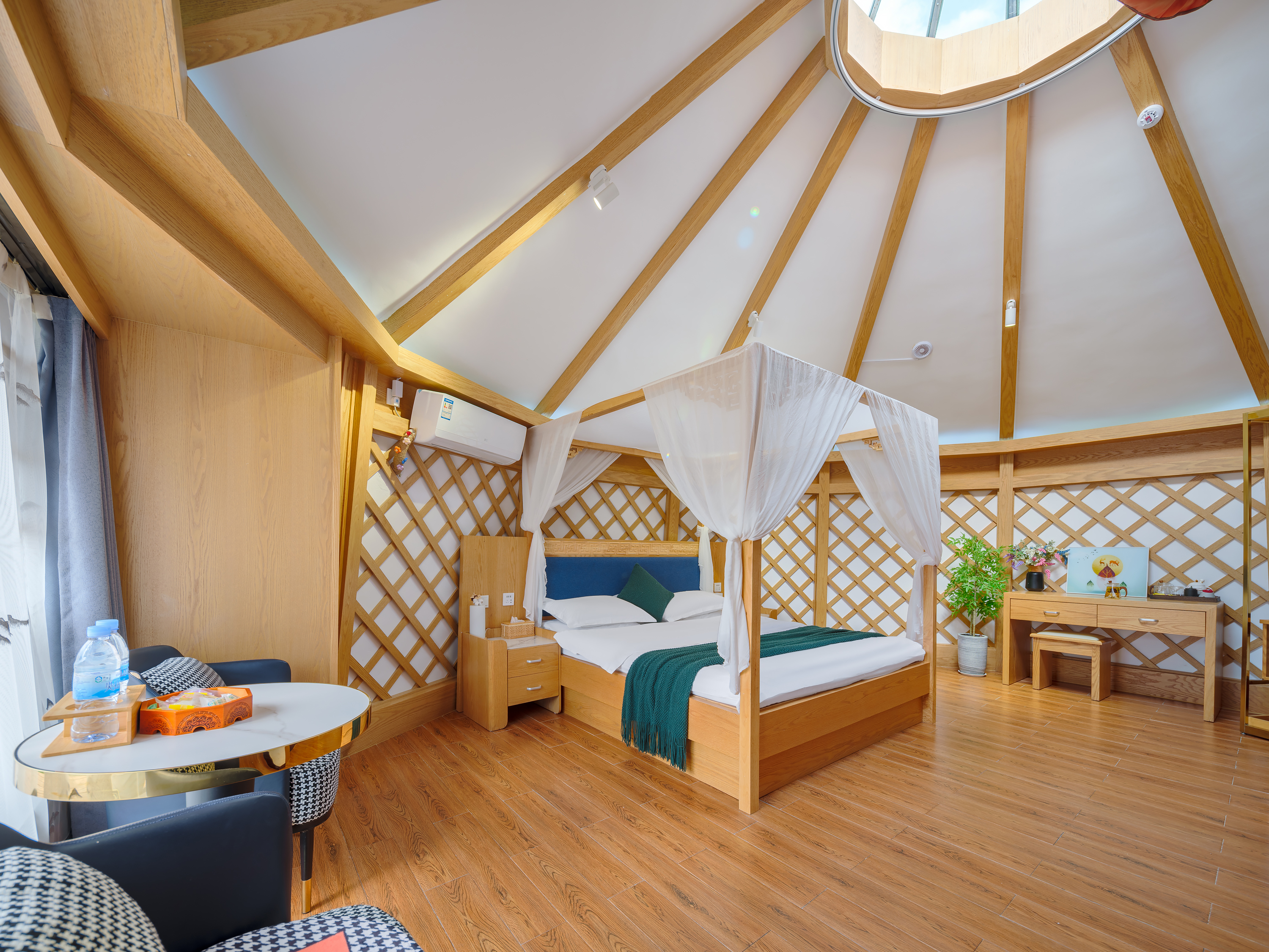 1-09 丨现代蒙元素大床房（空调-地暖）丨温馨私享豪华星空顶特色蒙古包丨