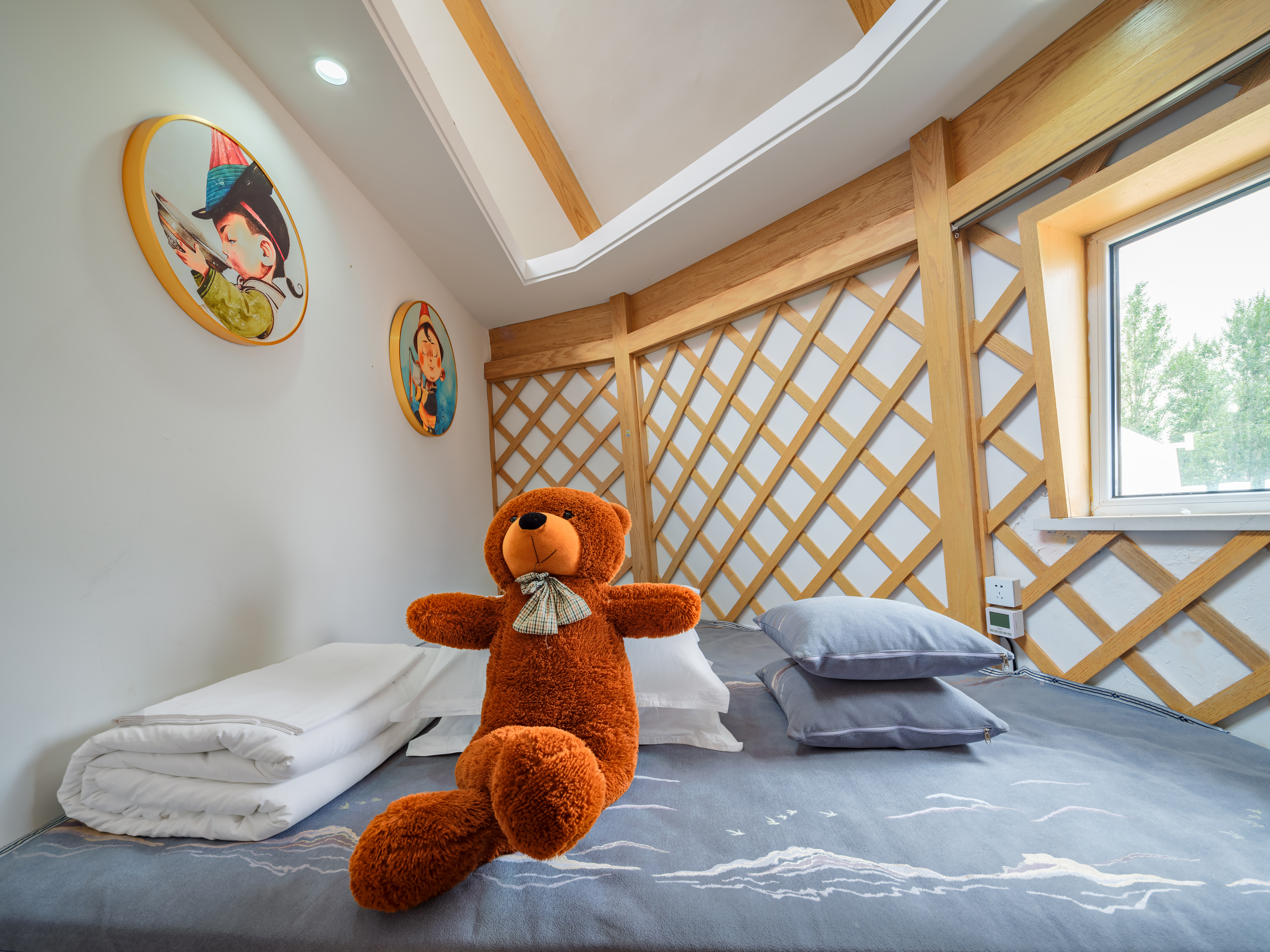 H2-01丨现代蒙元素亲子套房（空调-地暖）丨温馨私享豪华星空顶特色蒙古包丨