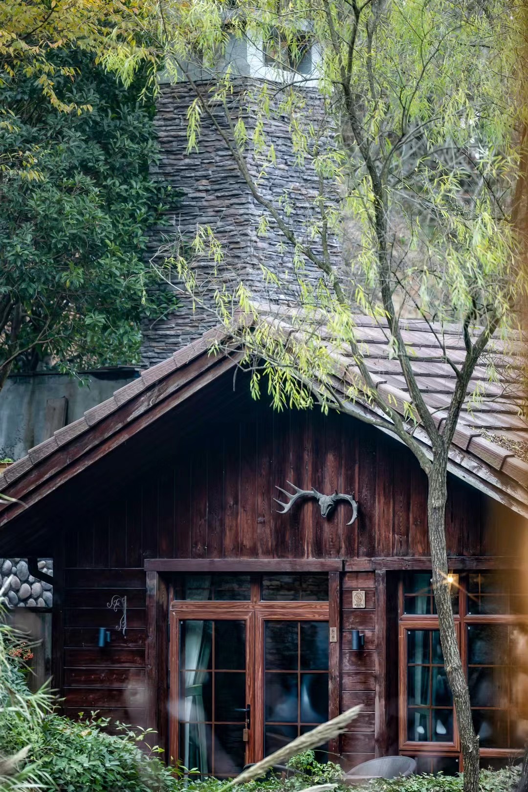 美式乡村独栋大床房（湖景小院+布艺沙发+深泡浴缸）