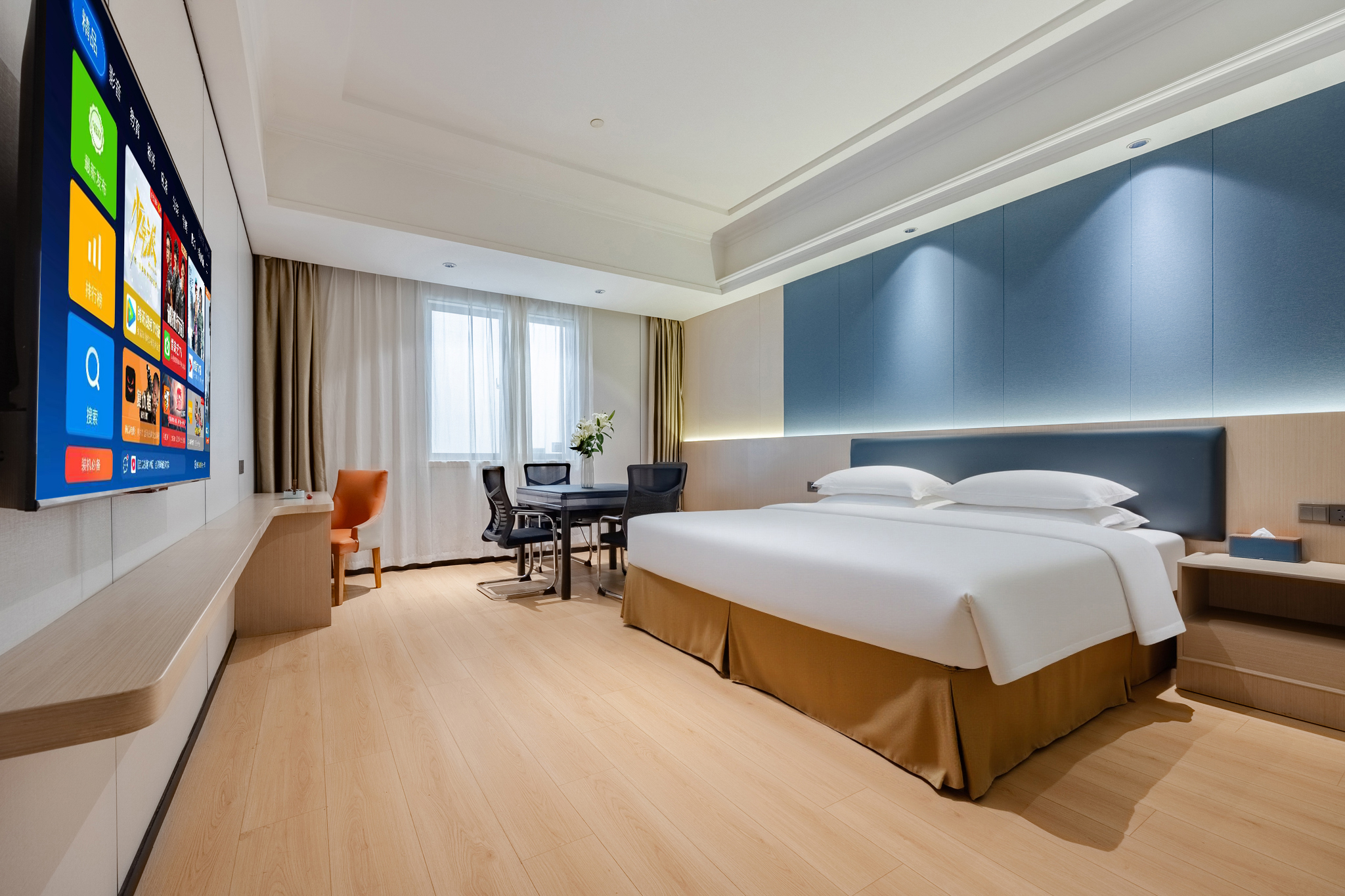 棋牌房【55寸投屏电视+舒睡床品】