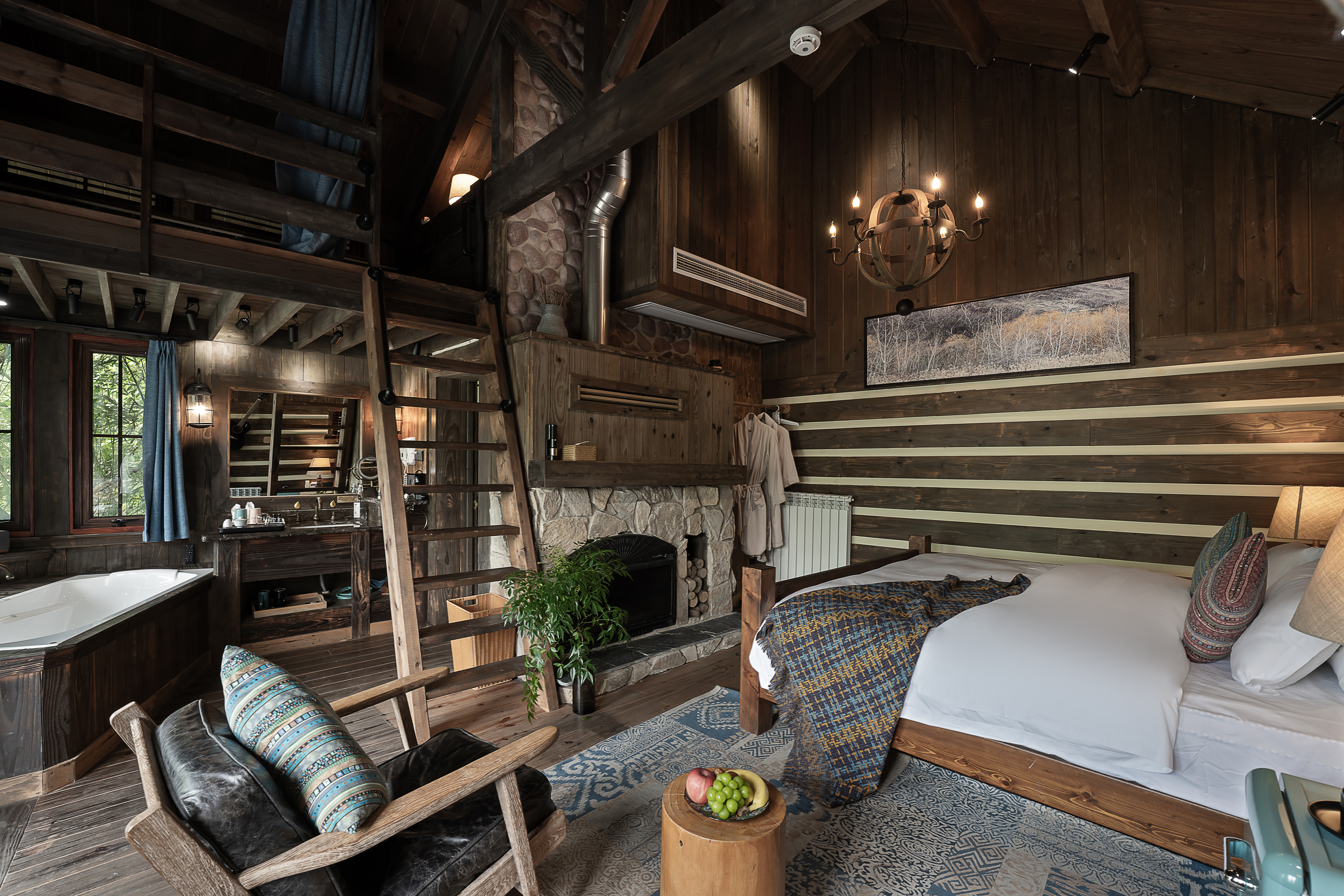 独享全景大露台观景房（真火壁炉+懒人躺椅+观景浴缸）