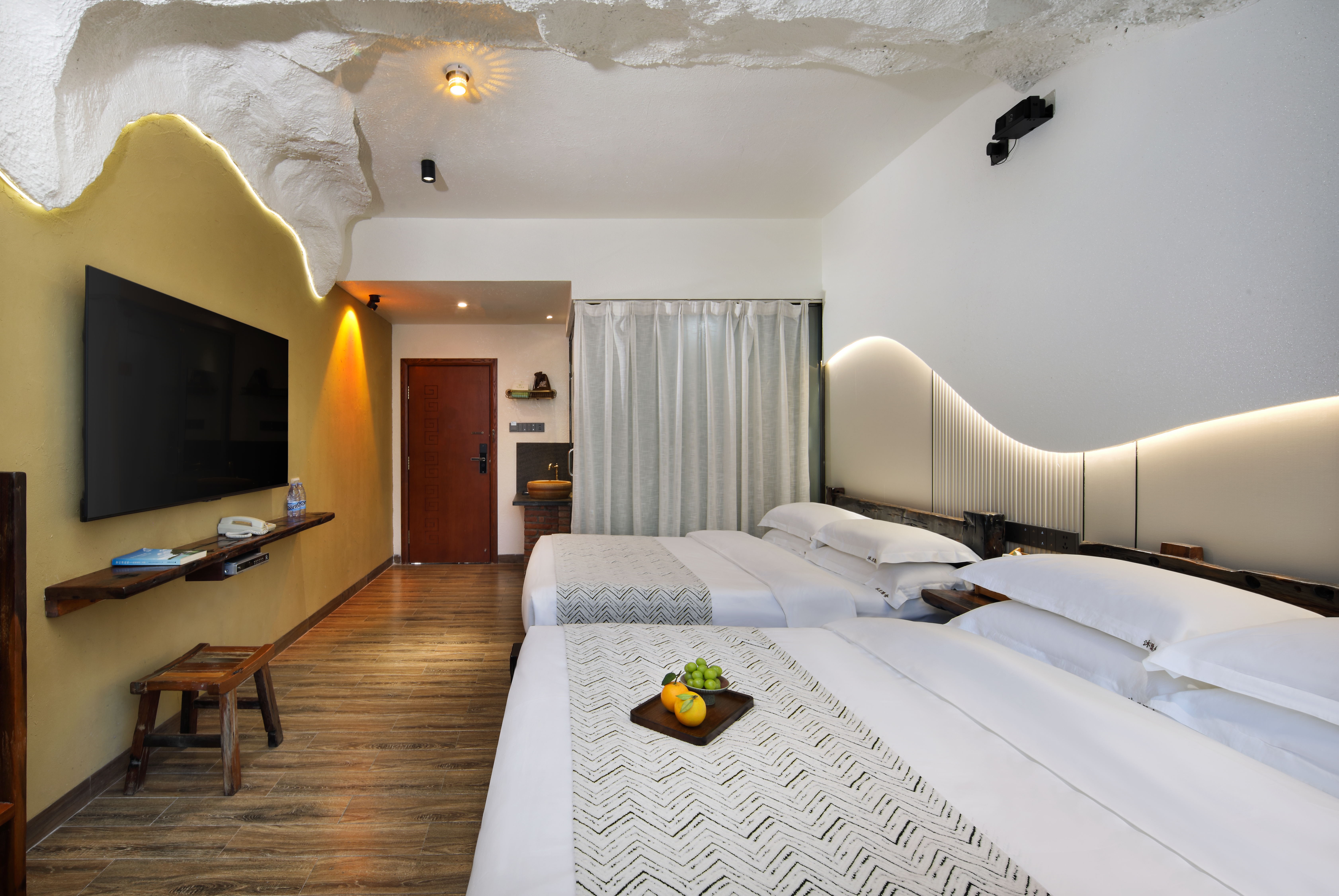 象山之畔||洞穴暖居双床房+智控可投屏+大飘窗迷你茶台