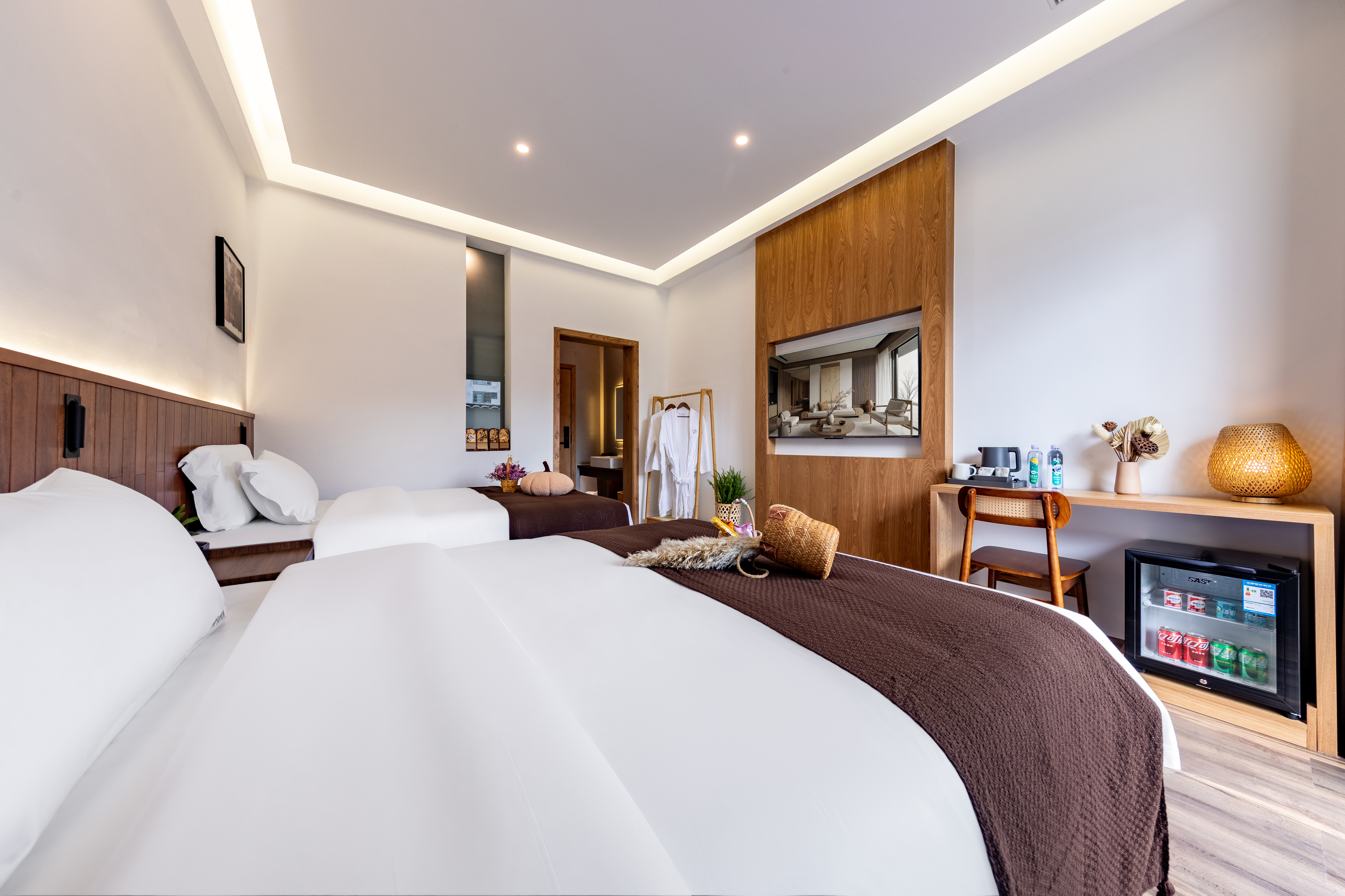 扶苏丨火山石私汤温泉双床房（休闲庭院+硫磺温泉）