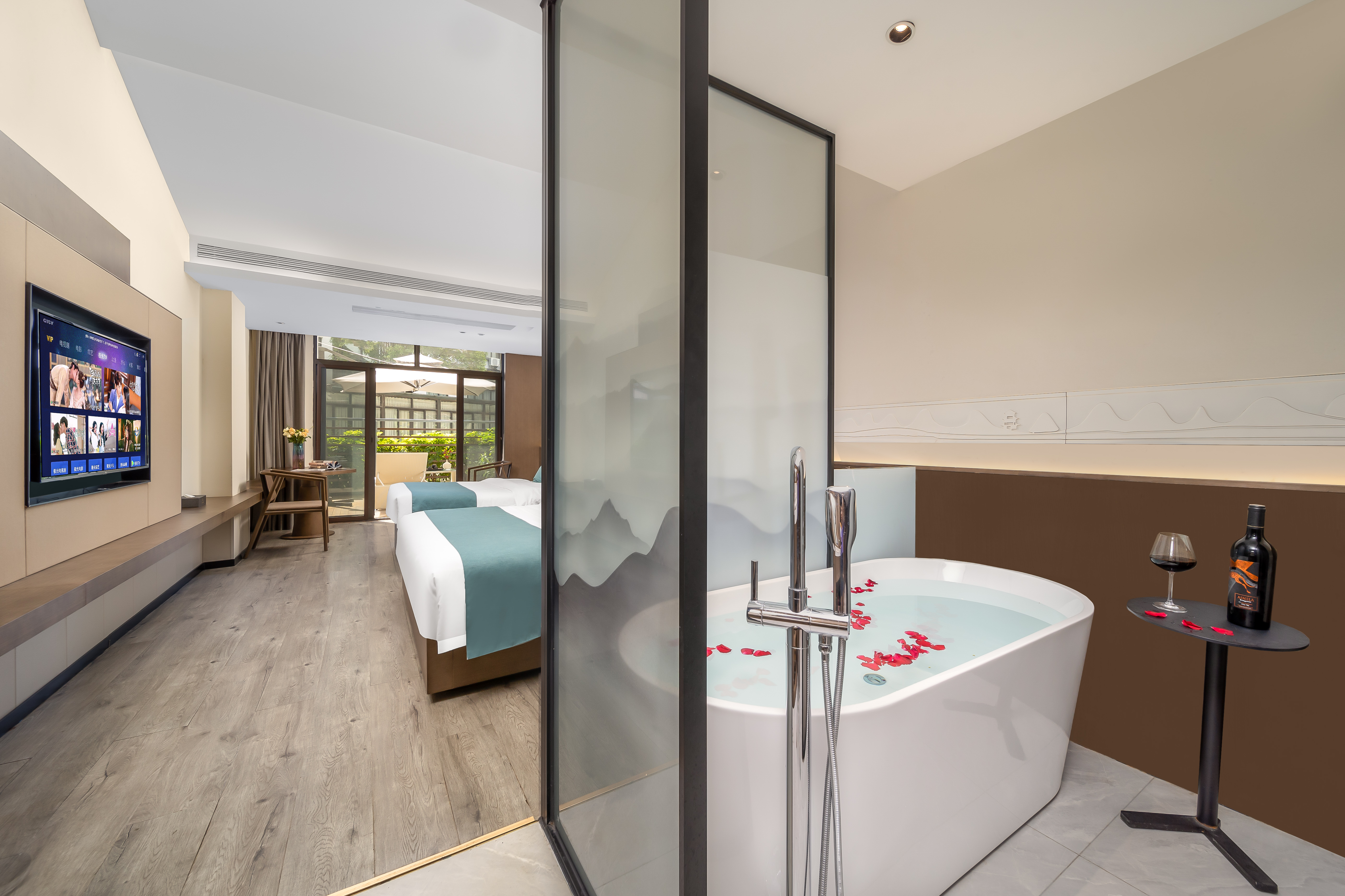 四口之家·双大床房 | 独立庭院+大浴缸+慕思床垫