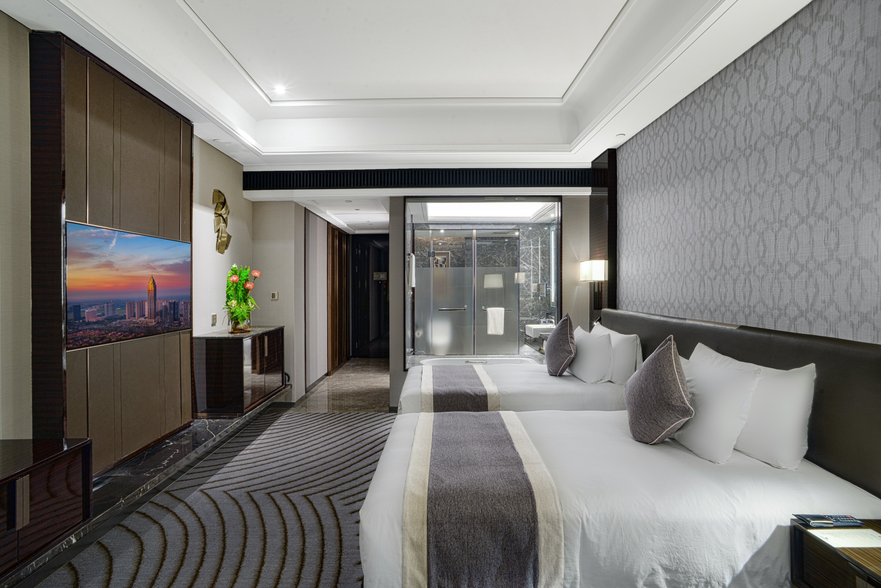 行政双床房（全景落地窗+浴缸+城市景观）