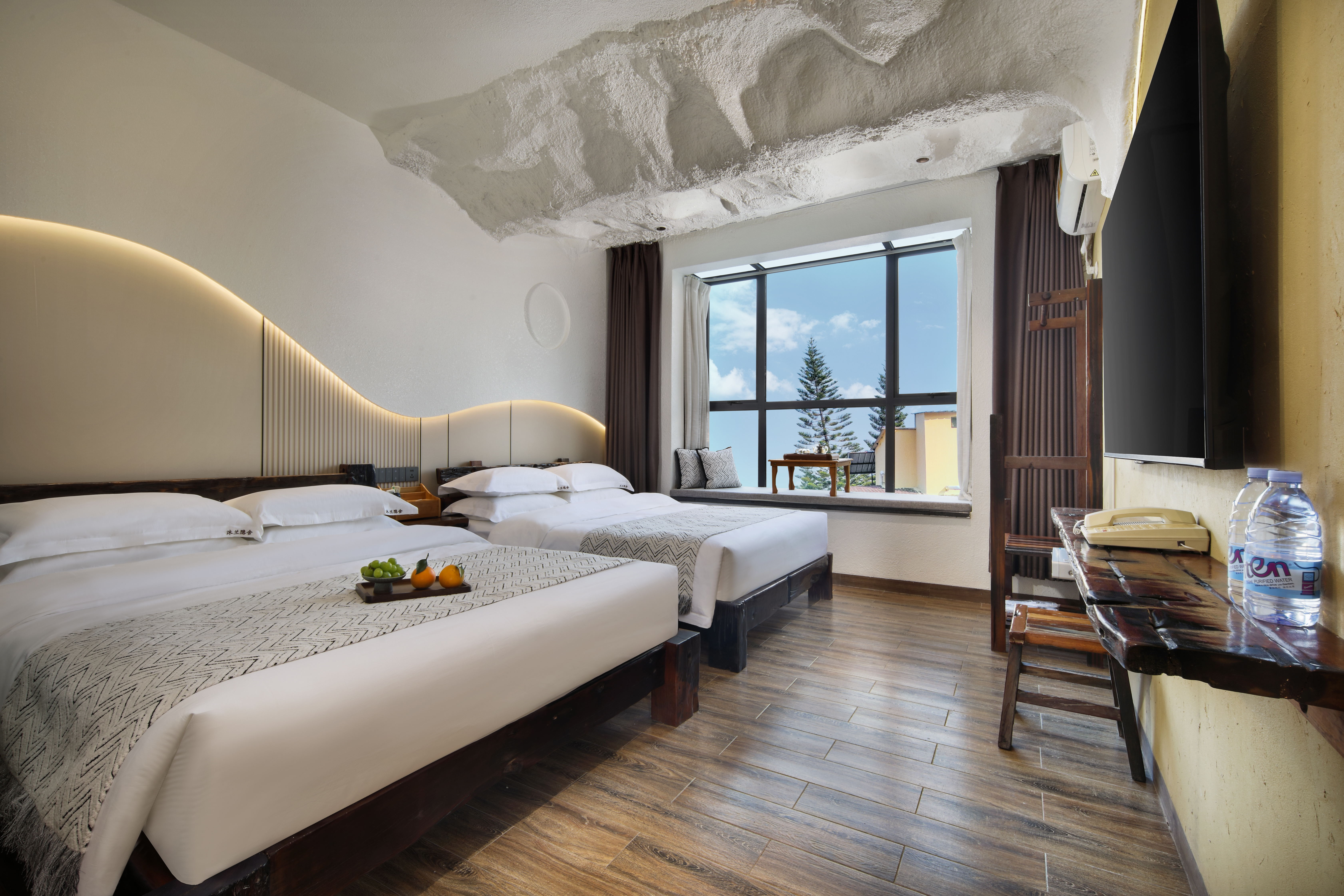 象山之畔||洞穴暖居双床房+智控可投屏+大飘窗迷你茶台