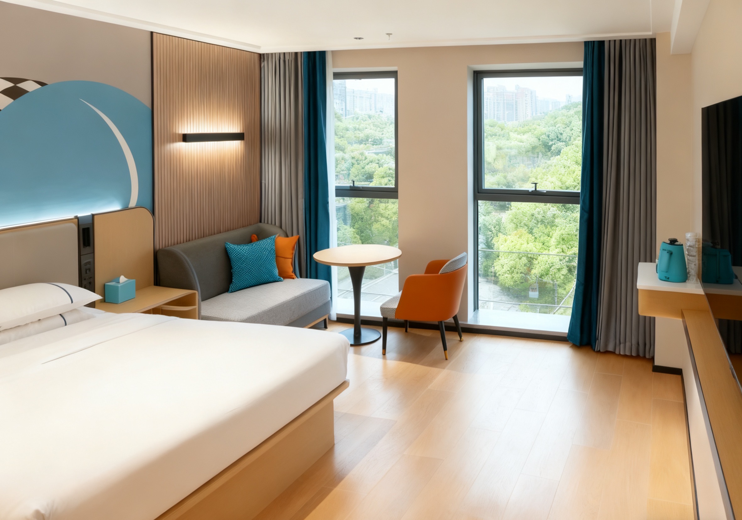 城景豪华大床房-高空城景+智能马桶+落地窗全景采光