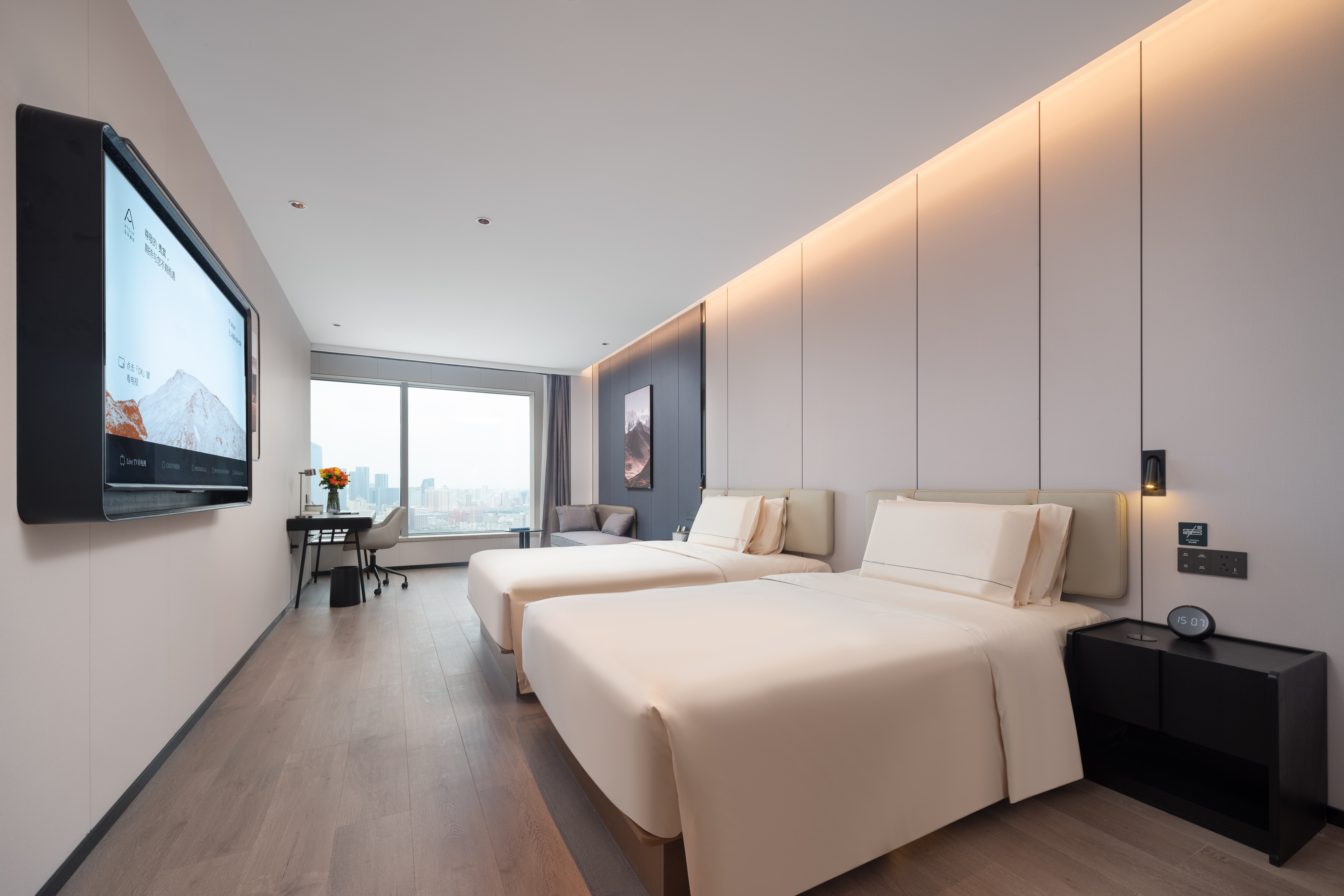 Exclusive City-View Family Room With Deep Sleep Series/Xiaodu Smart Control/Smart Toilet/Mobile Screen Casting