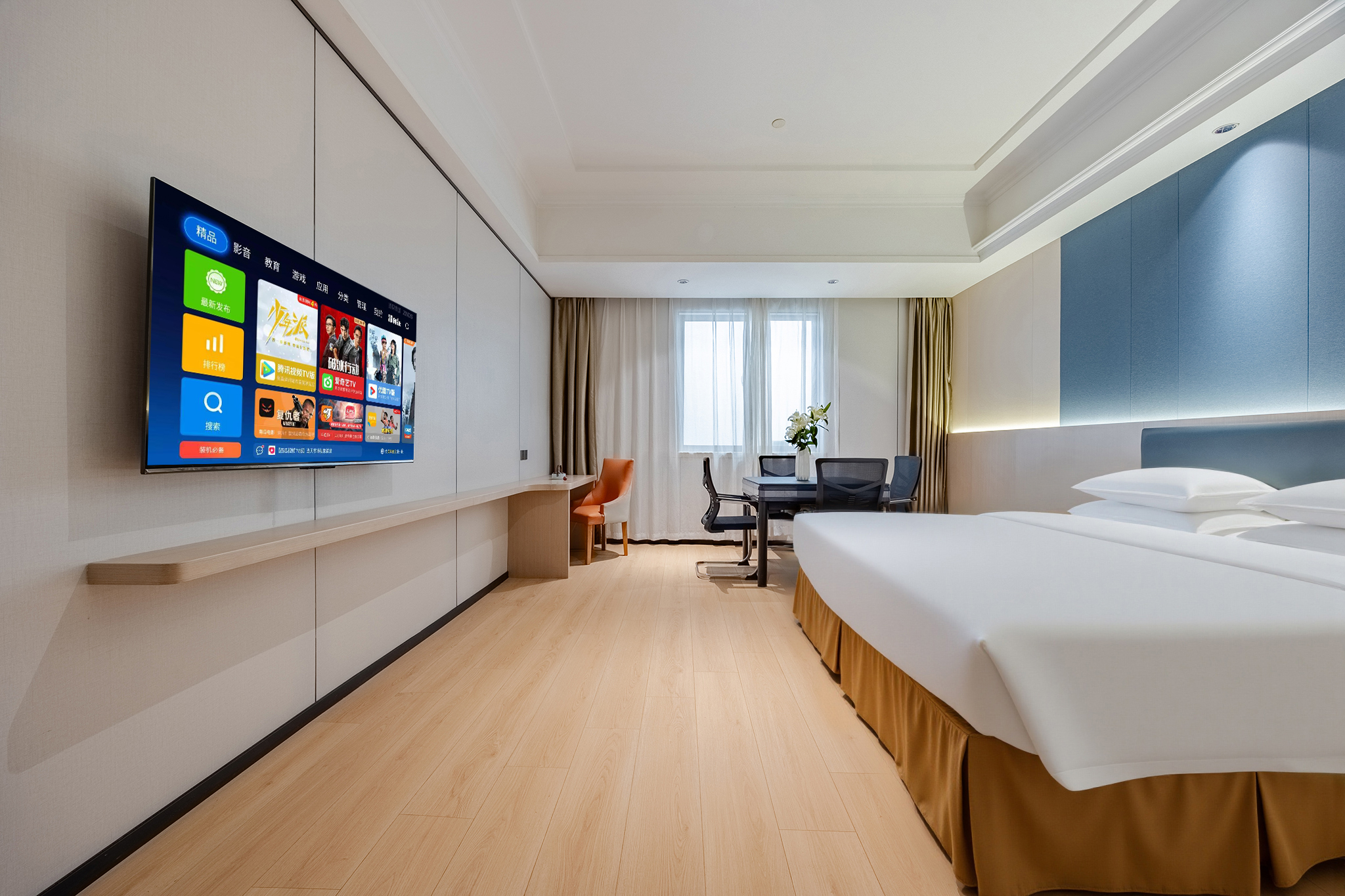 棋牌房【55寸投屏电视+舒睡床品】