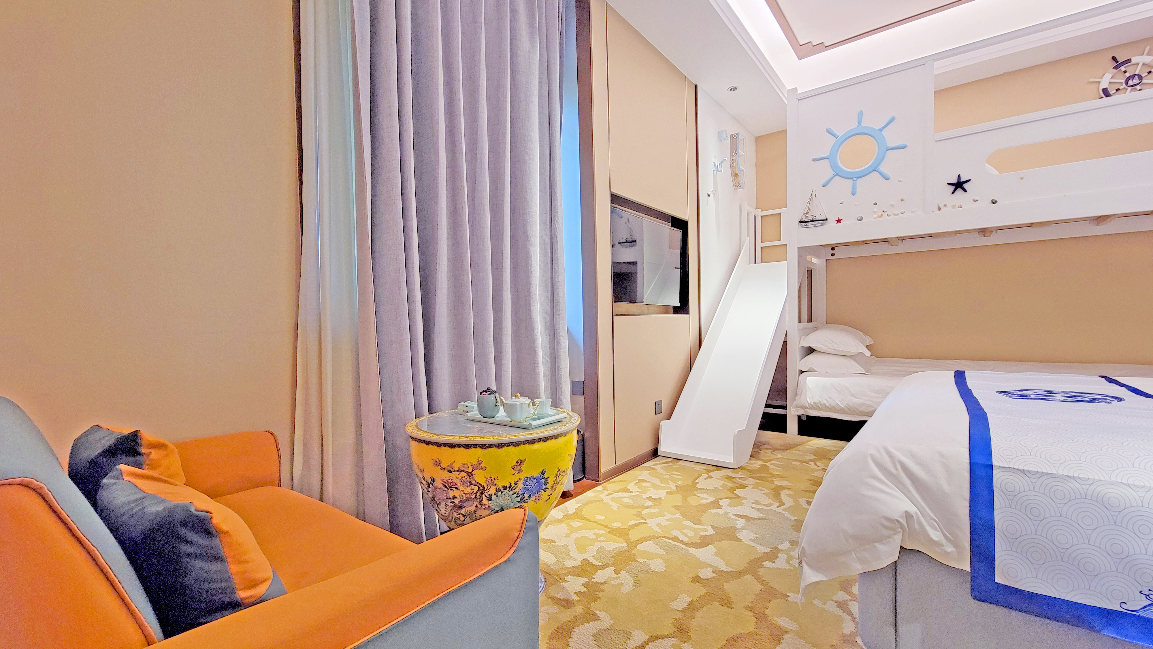 Jianbai Dreamy Neo-Chinese Style Deluxe Starry Sky Family Cartoon Bed Room (Zero Pressure Mattress + Deep Sleep Pillows + Constant Temperature Shower)