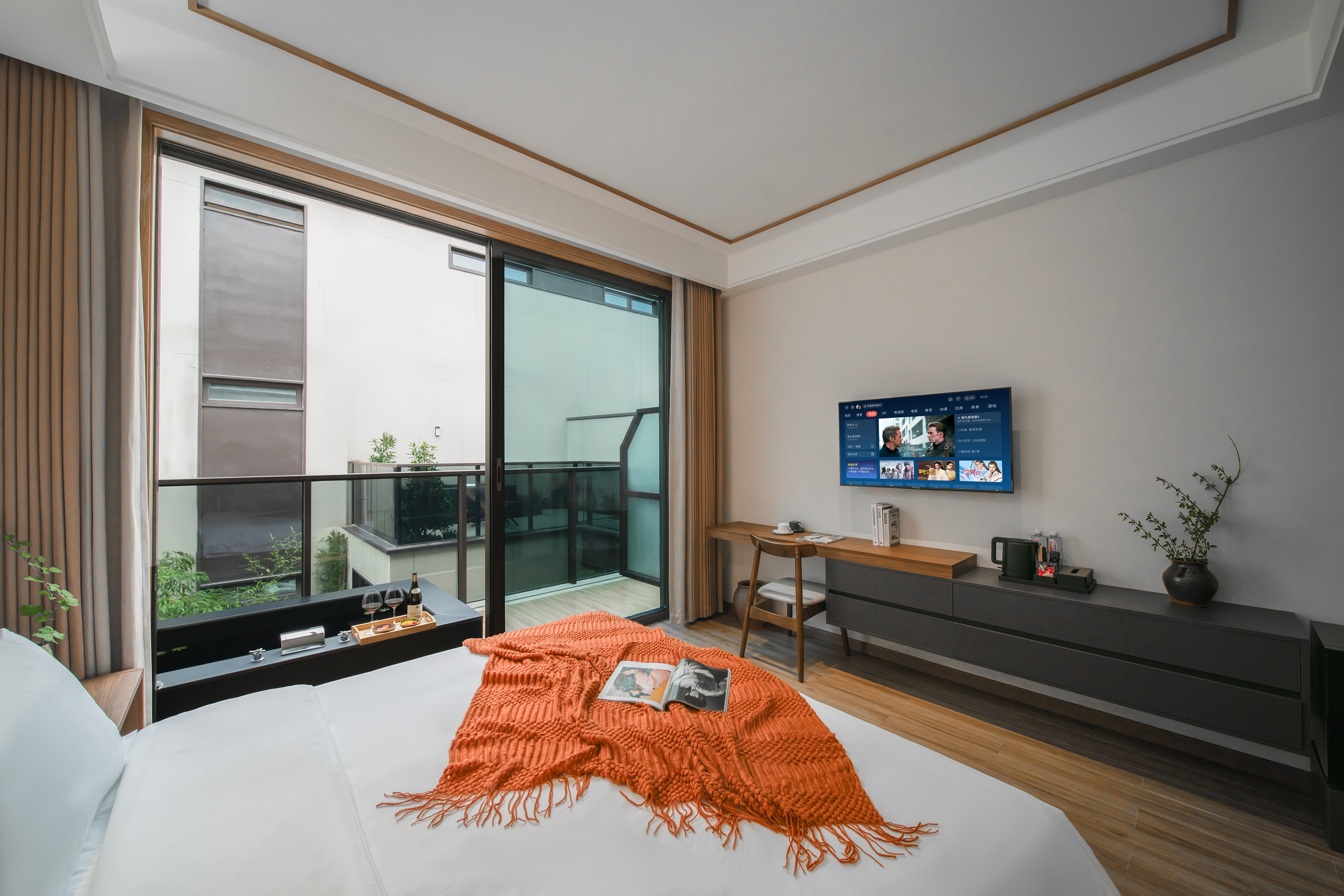 聽雨丨陽台私湯大床房（獨享露台+私湯温泉+智能馬桶+高清電視+全屋地暖）