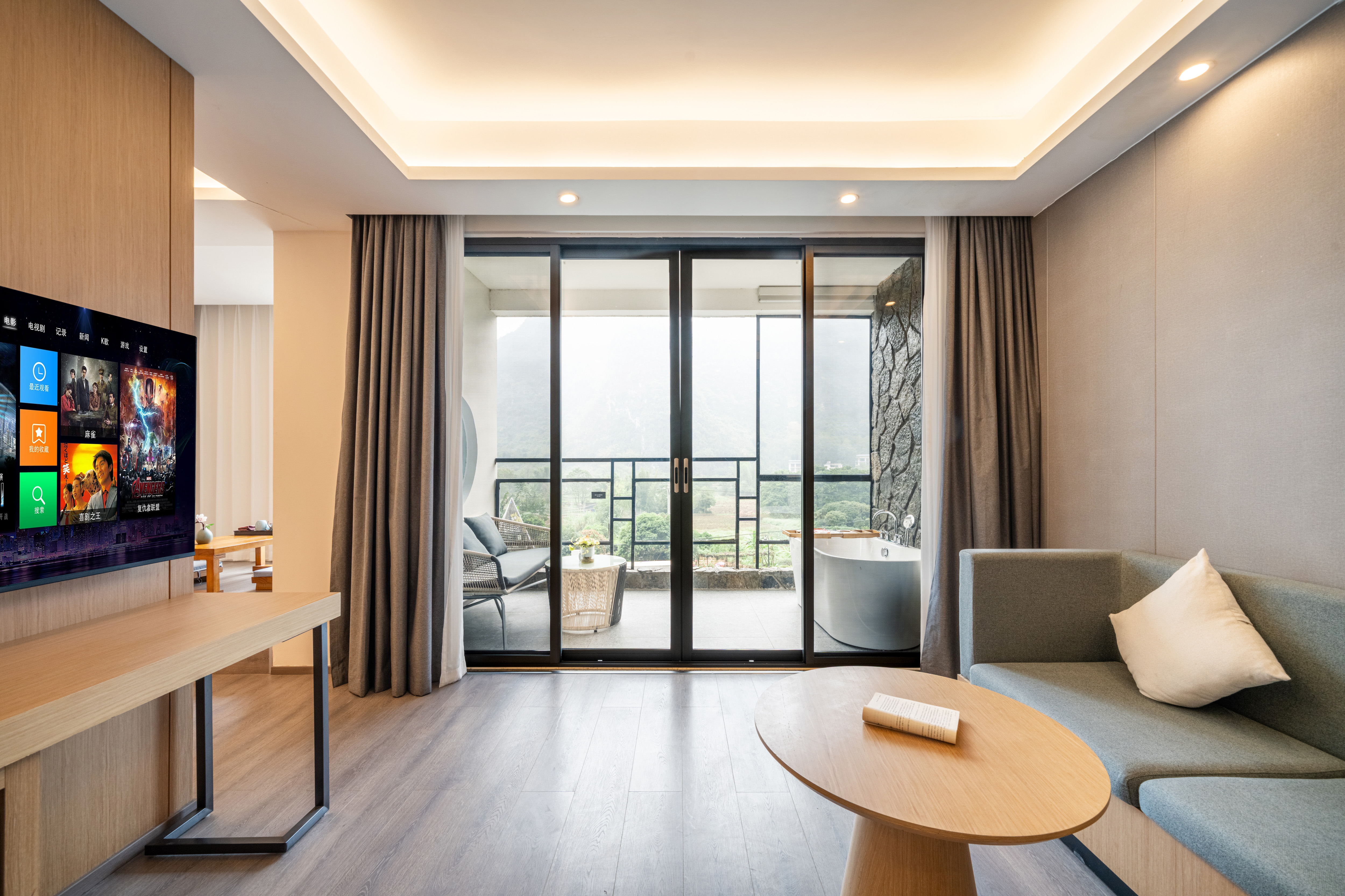 山水阳枱子母双床房『山河阳台+观景会客区+观景浴缸』