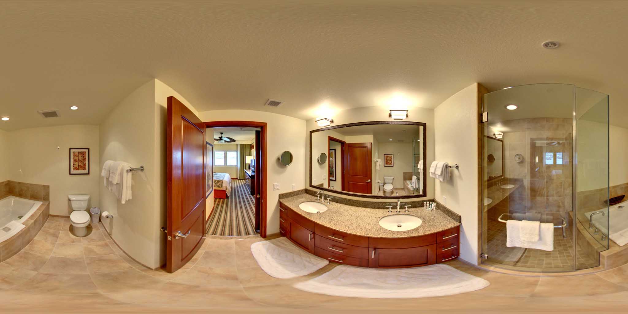 2 卧室别墅， 卧室1:1张特大床 ， 卧室2:1张特大床 ， 梳化床， 海洋景观， 阳台