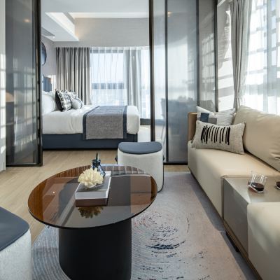 零壓豪華一房一廳（記憶深睡枕+洗衣機+冰箱） 鉑瑞斯行政公寓（深圳海岸城南油服裝城店）優惠