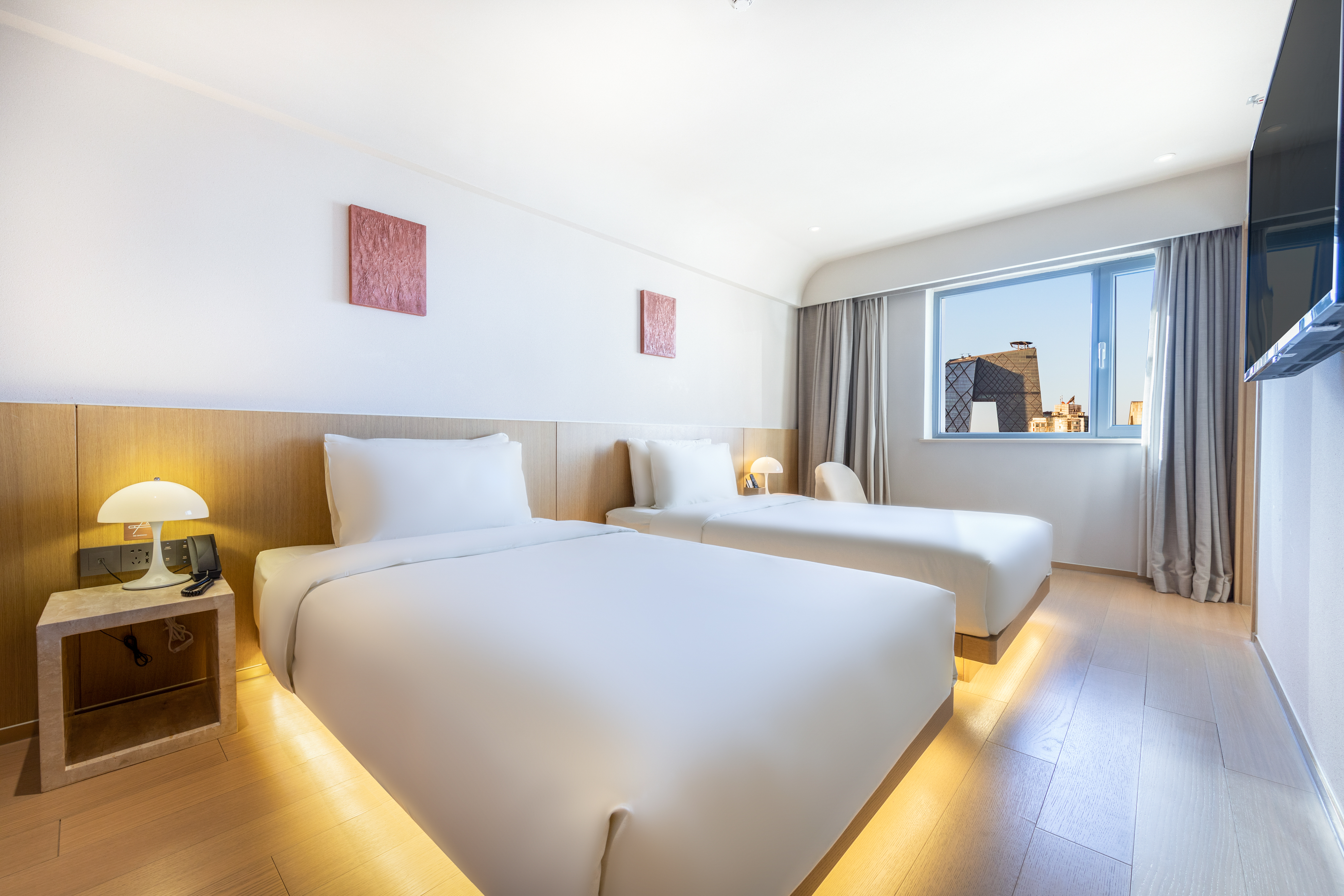 几木城景双床房（深睡枕PRO+手机投屏+小冰箱）