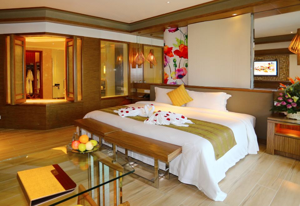 至尊溫泉大床房-私家泡池-認證溫泉水入房-景觀陽臺-獨立浴缸