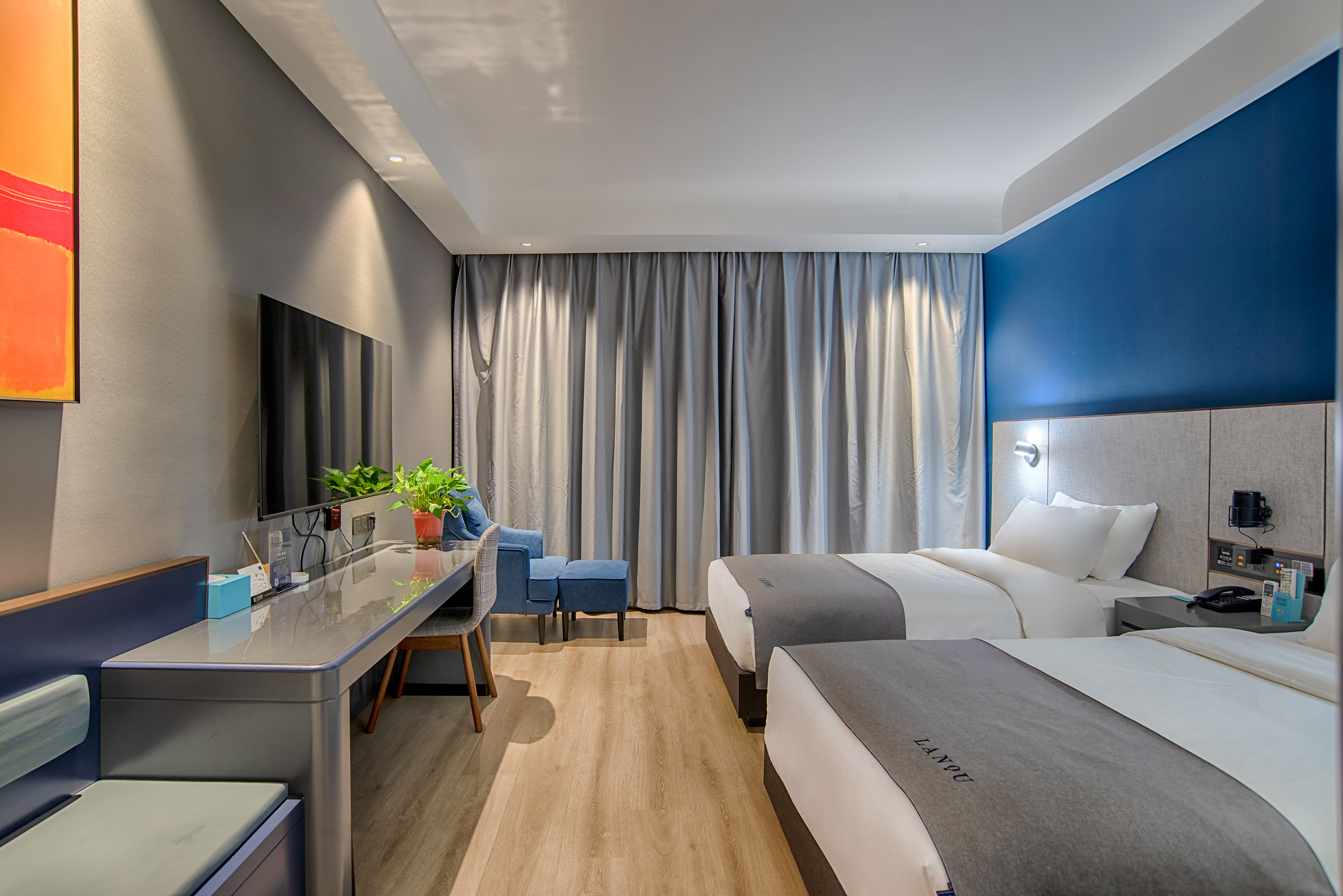 兰逸经典双床房- 全屋智能语音控制+金可儿床垫