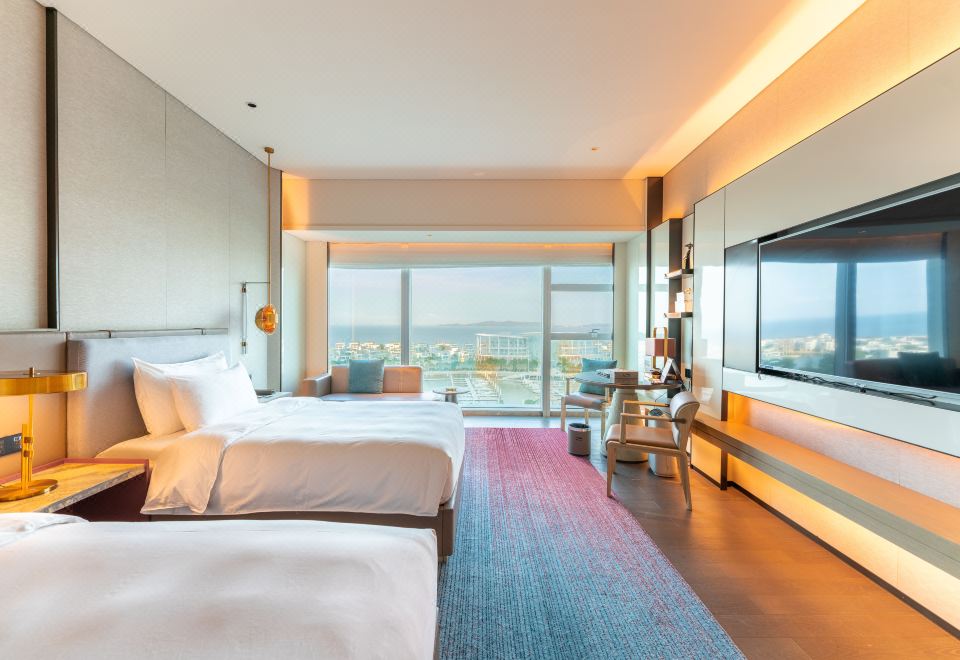 商務海景雙床房（180度全落地窗看海景日出）