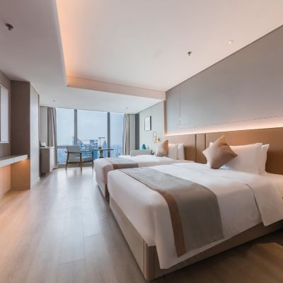 雲景豪華雙床房（俯瞰高空湖景+65寸電視投屏） 武漢漢口金融中心美侖飯店優惠