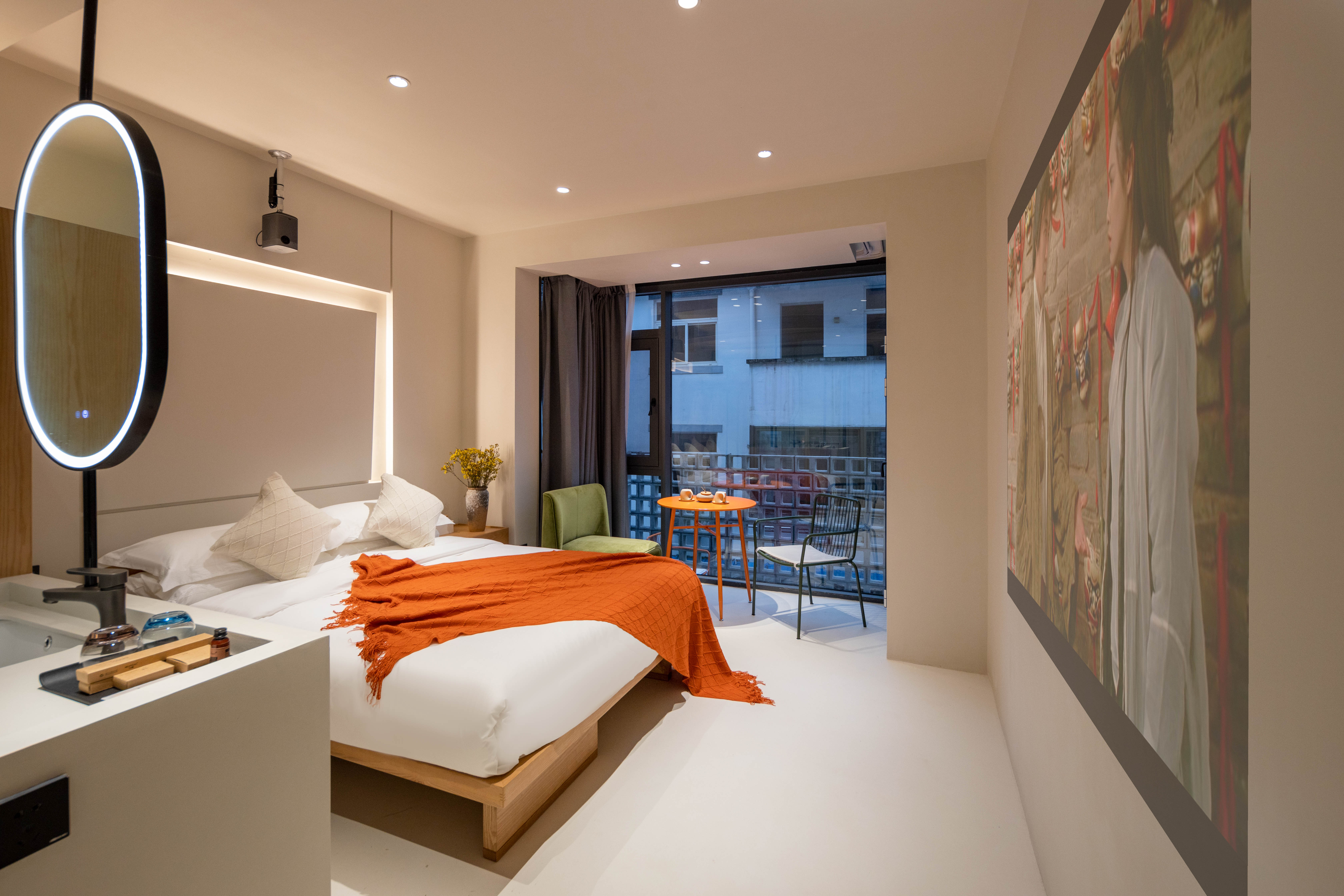 如栖·露台大床房+巨幕投影+休憩茶桌+全屋智能客控