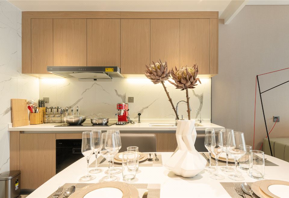 雅致一居室（廚房設備+冰箱+洗烘一體機）