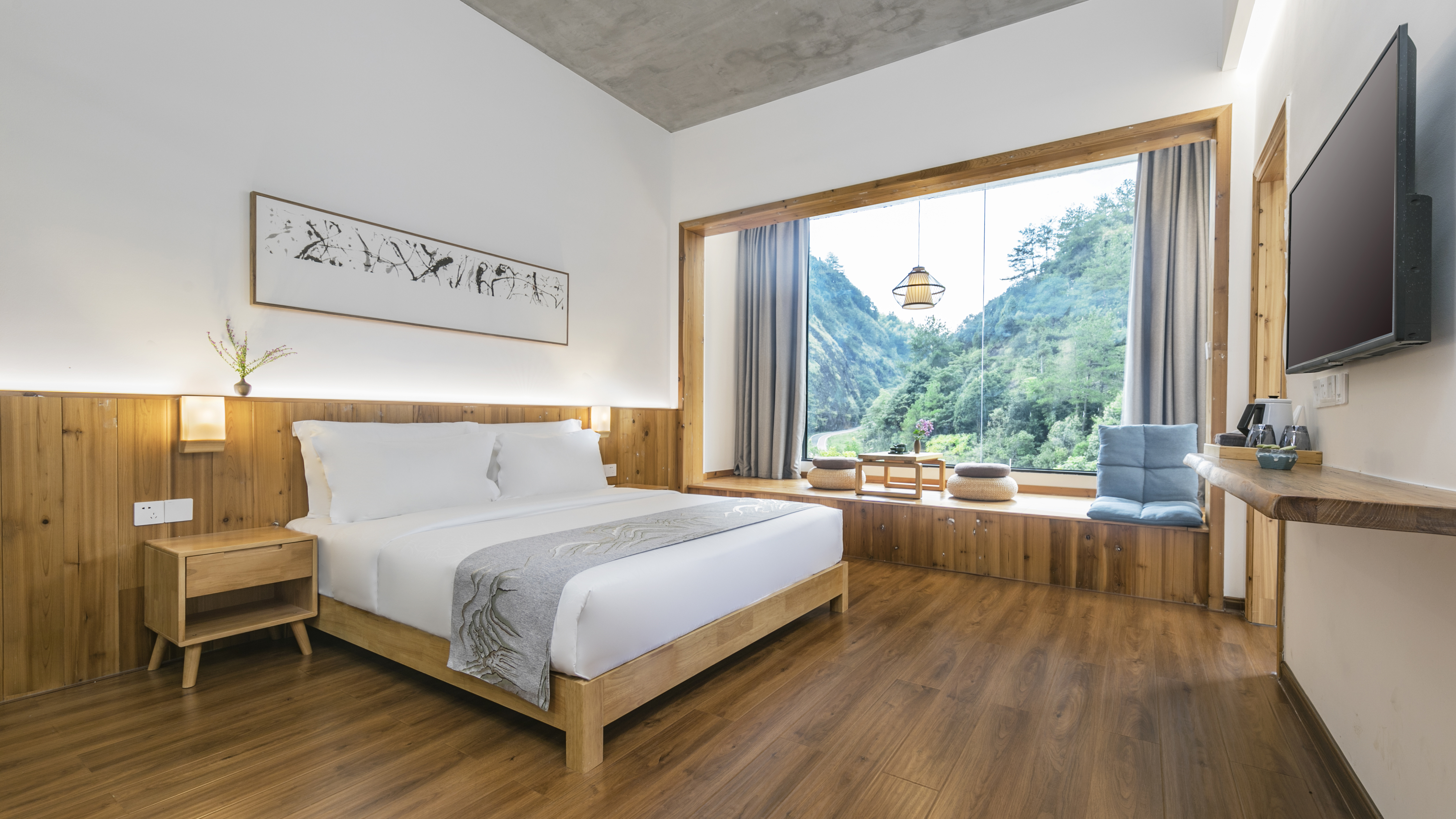 隅心?山趣童乐亲子房（小童壁纸+新中式茶桌+浴缸）