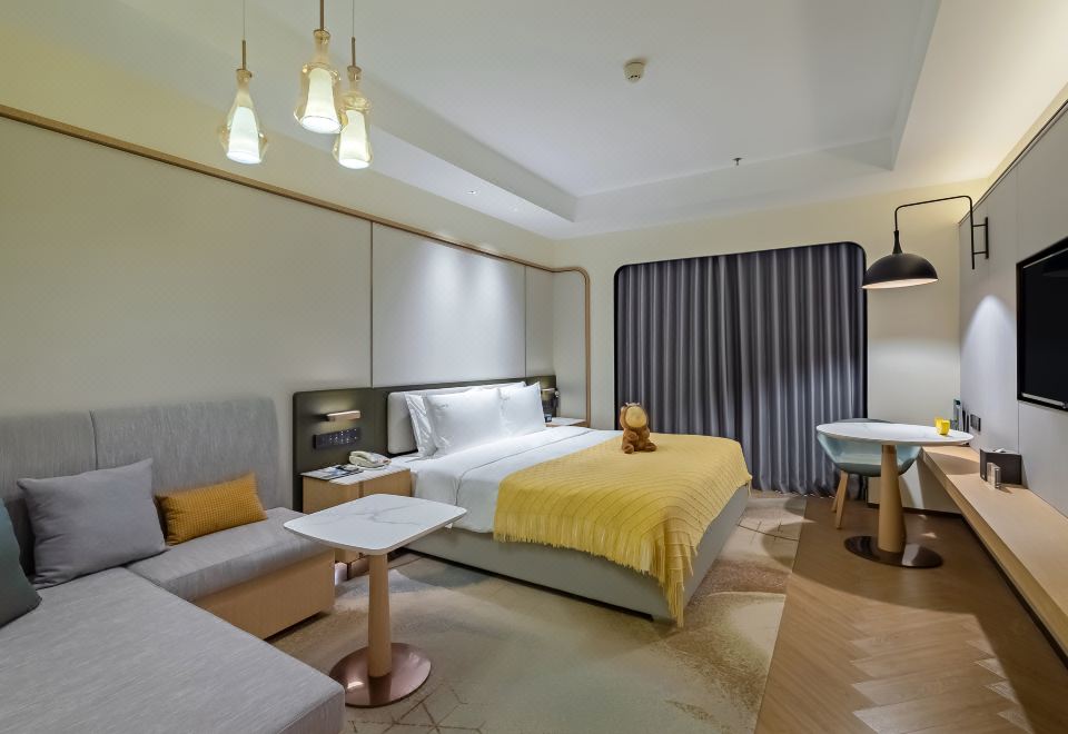 女士大床房（落地窗、智能语音系统、小冰箱）